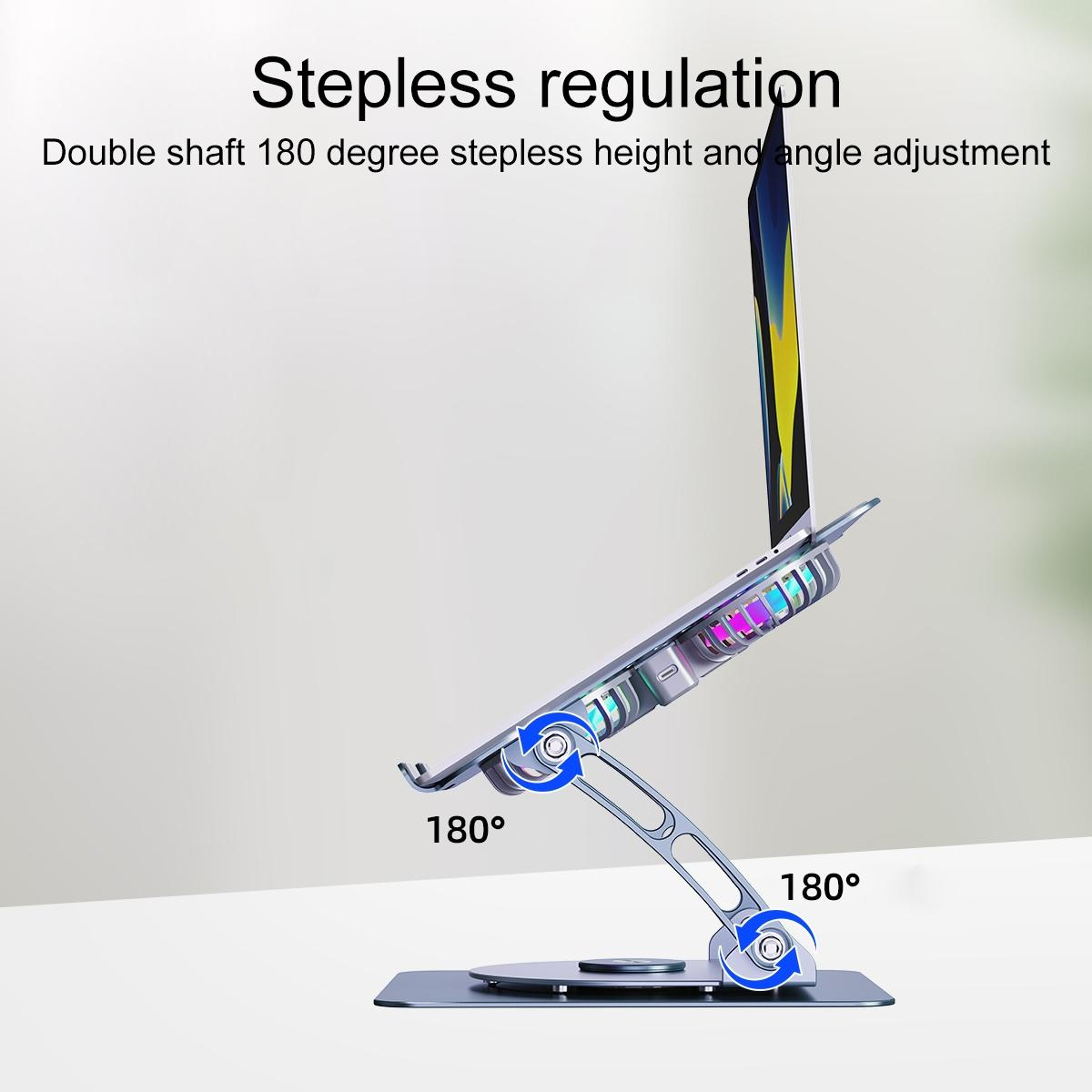 Rotating Laptop Stand With Dual Fan Cooling Adjustable Foldable Aluminum Laptop Stand 6