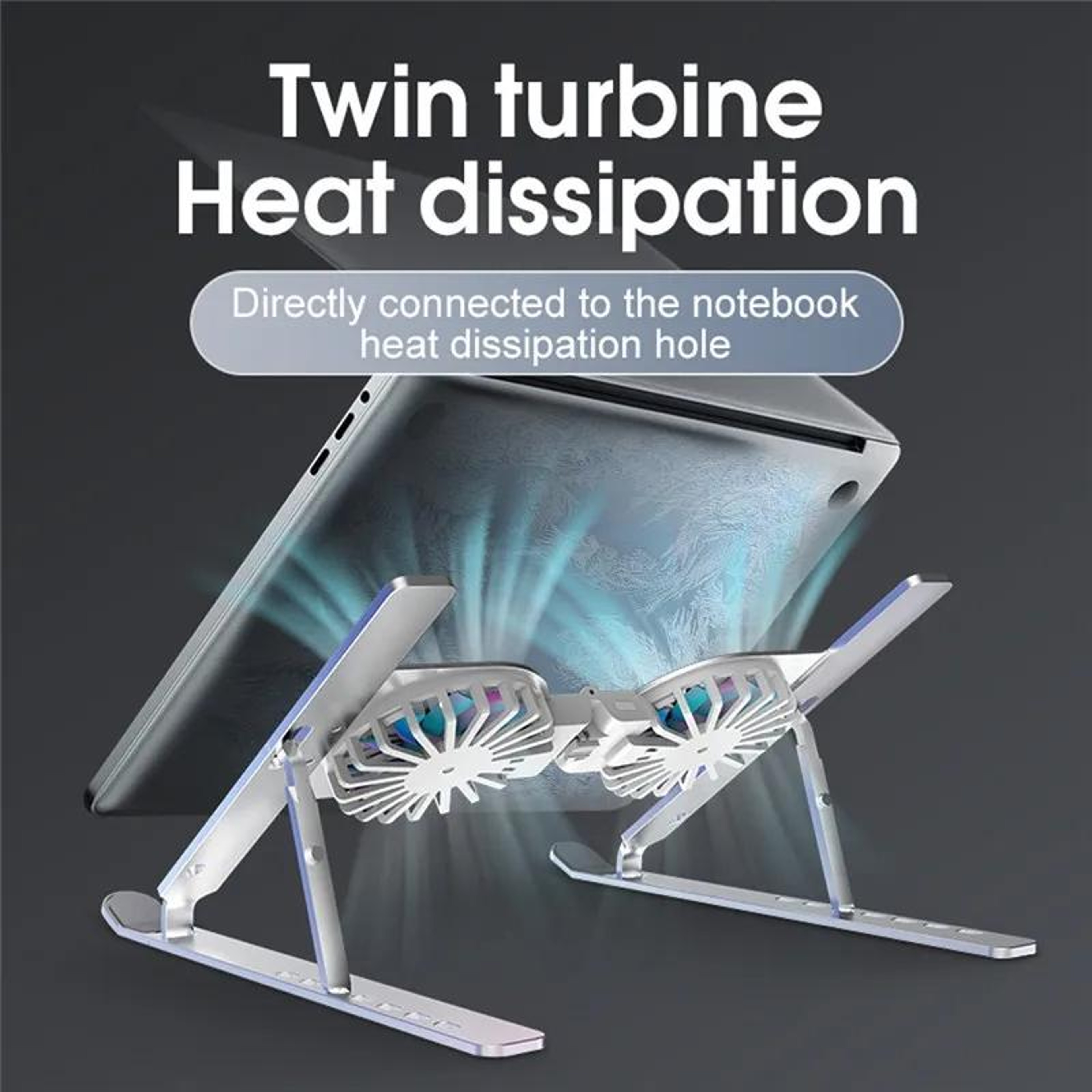 C9 Pro RGB Laptop Stand With Dual Cooling Fan Adjustable Aluminum Laptop Cooling Stand 8
