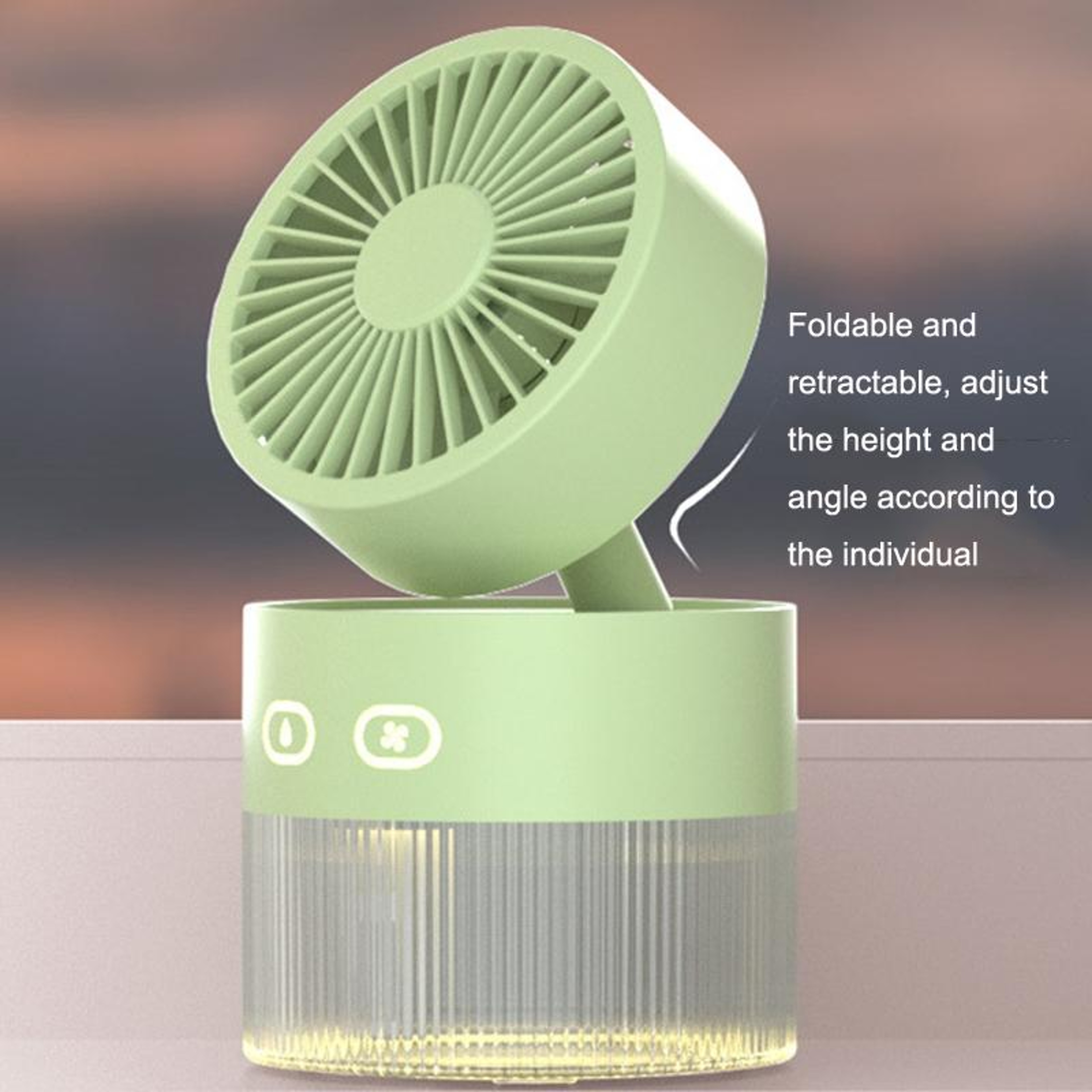 Foldable USB Cooling Fan With Mist Spray Desktop Air Cooler Mini Humidifier Night Light 3