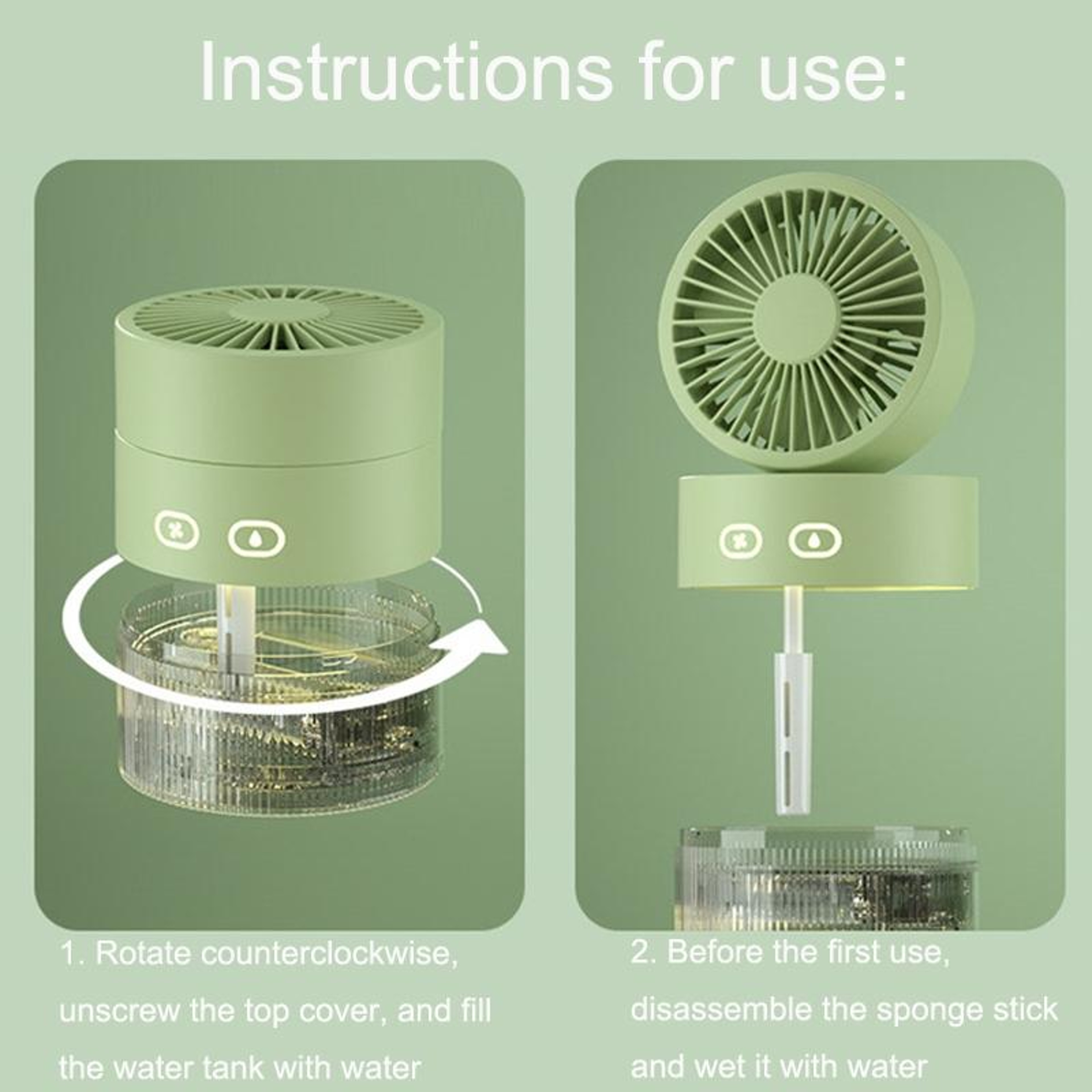 Foldable USB Cooling Fan With Mist Spray Desktop Air Cooler Mini Humidifier Night Light 6