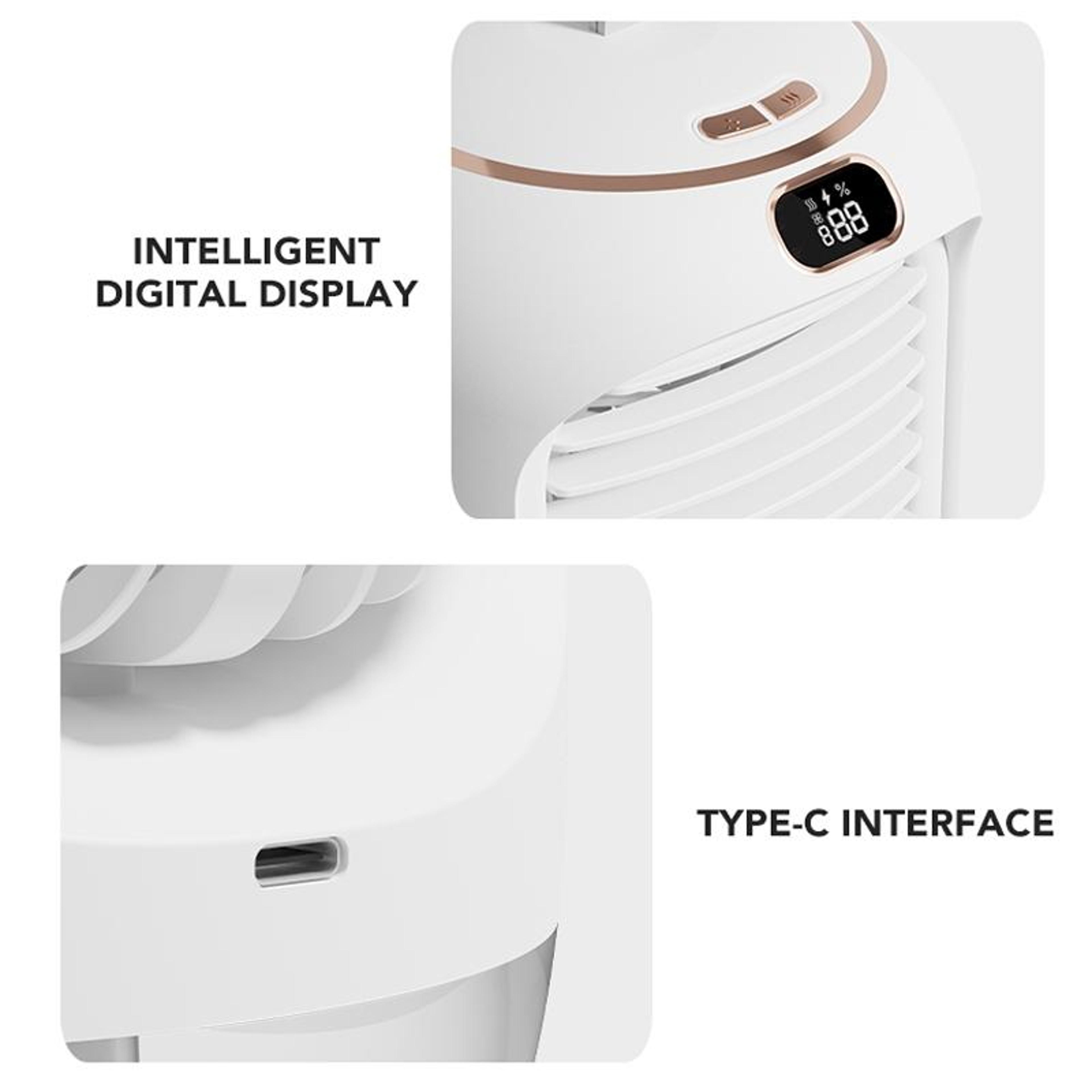 Portable Air Cooler Mist Cooling Fan With Humidifier USB Rechargeable Digital Display And Night Lig 1