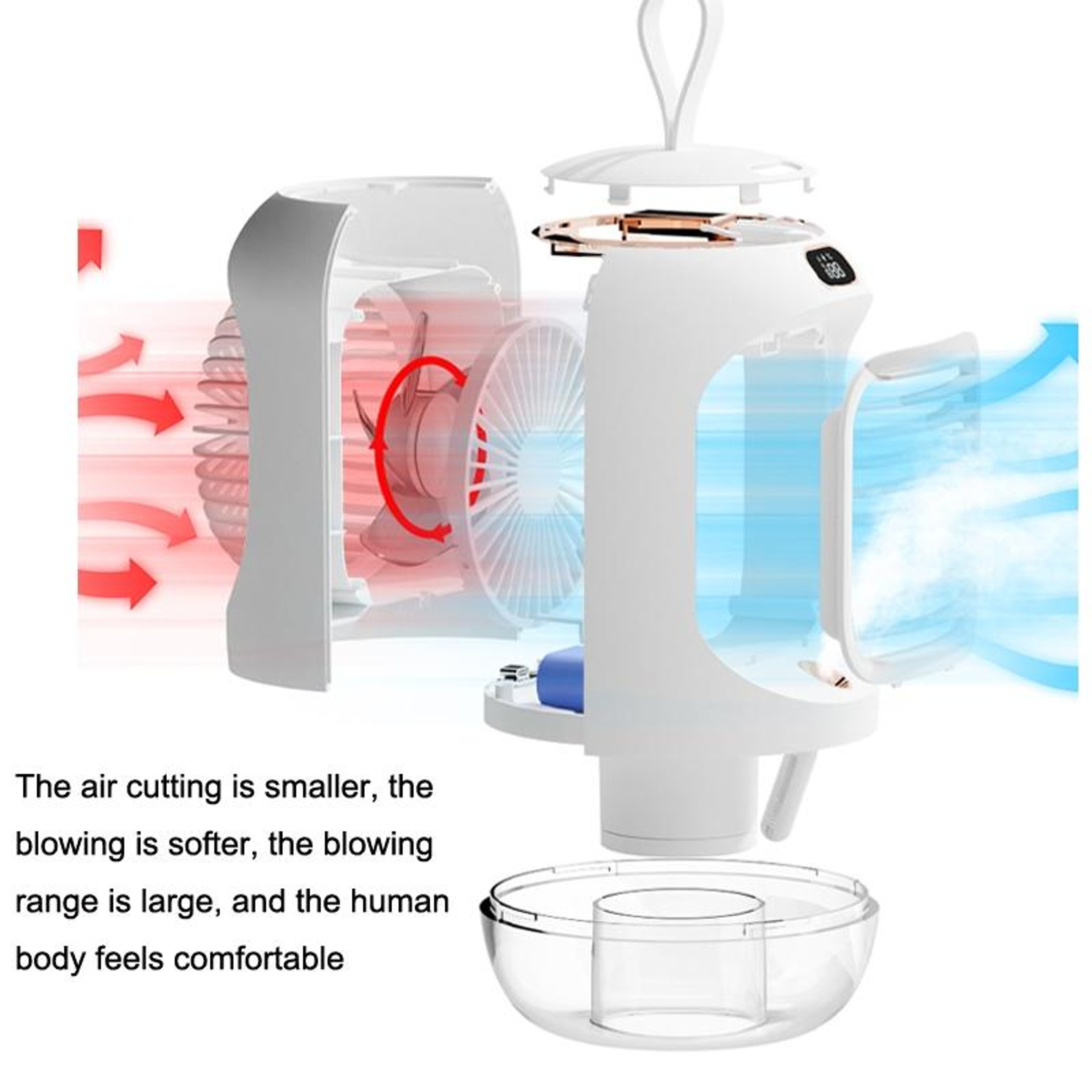 Portable Air Cooler Mist Cooling Fan With Humidifier USB Rechargeable Digital Display And Night Lig 2