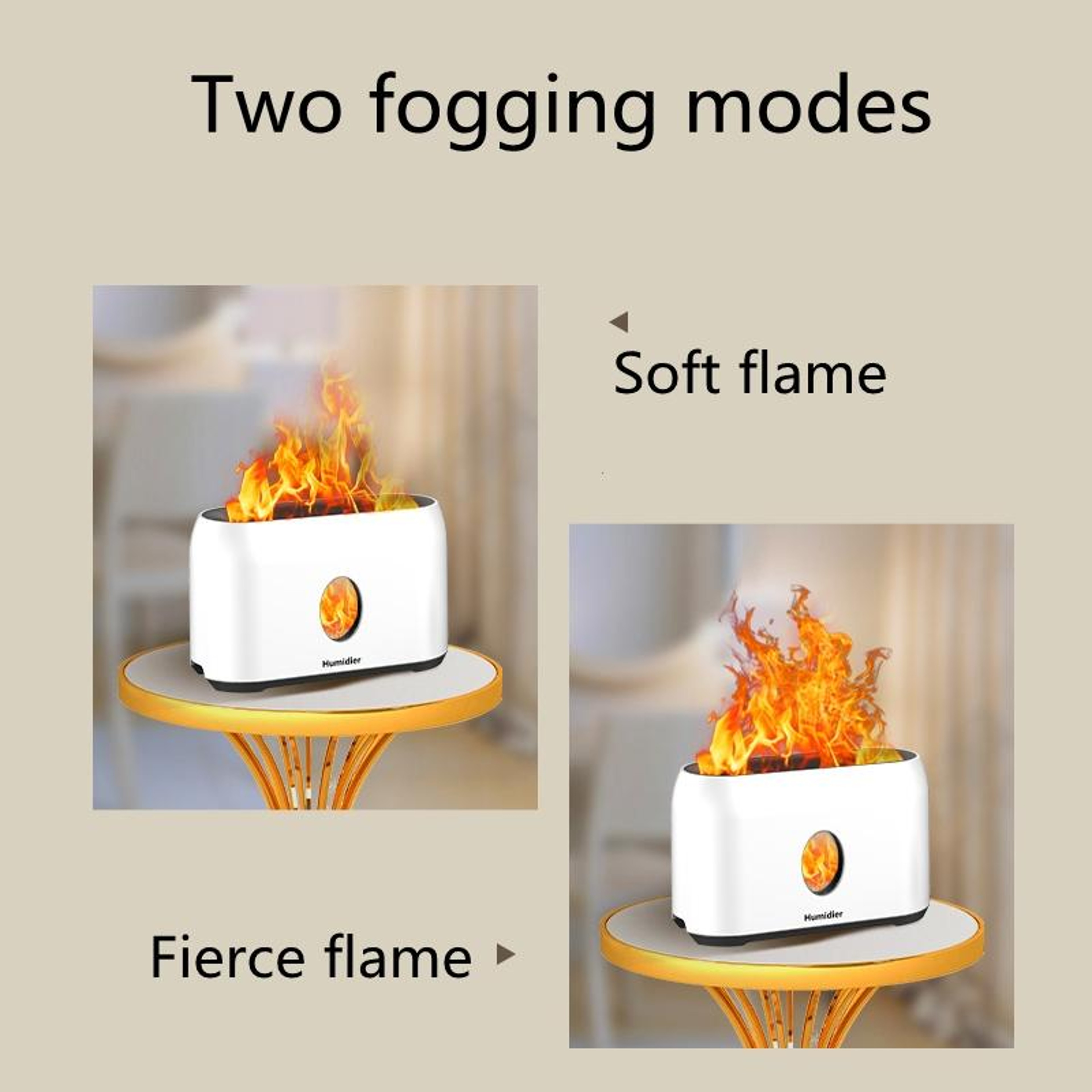 USB Flame Humidifier Aroma Diffuser with LED Fireplace Effect and Timer for Home Office Bedroom – view 4