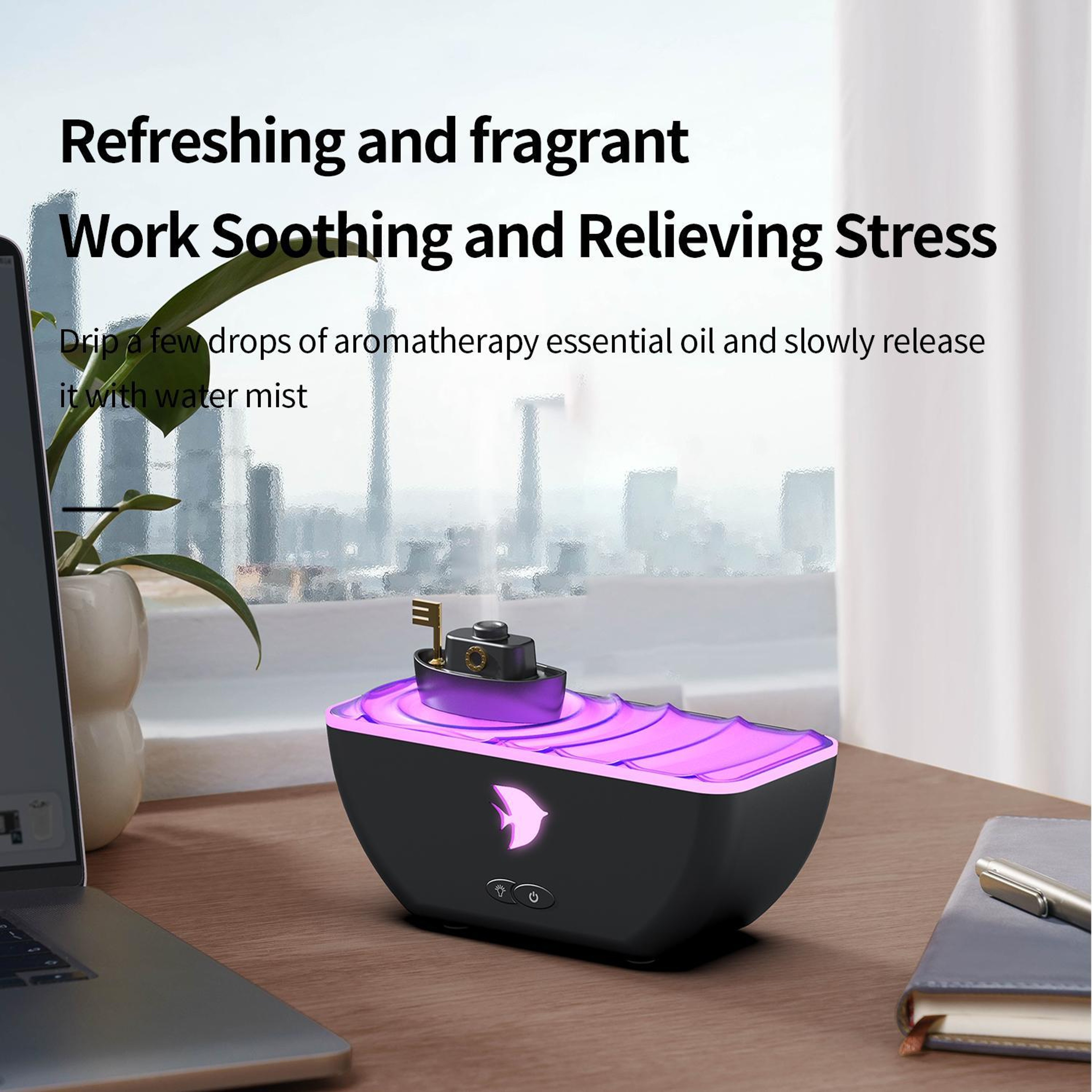 Little Boat Ultrasonic Humidifier Essential Oil Aromatherapy Diffuser With 300ml Tank USB Type C 3