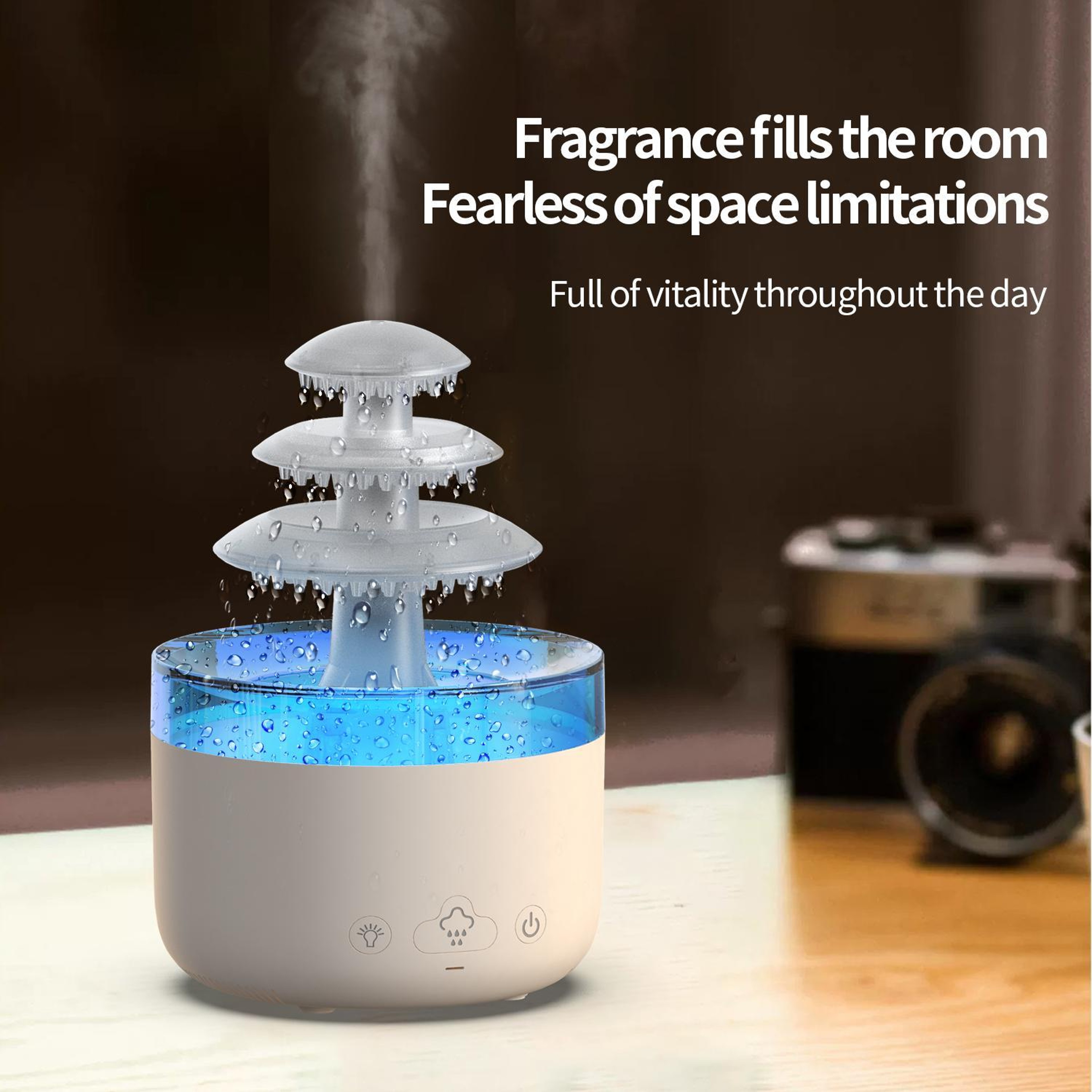 Cloud Rain Ultrasonic Humidifier With 3 Color Lights Essential Oil Aromatherapy Diffuser 5