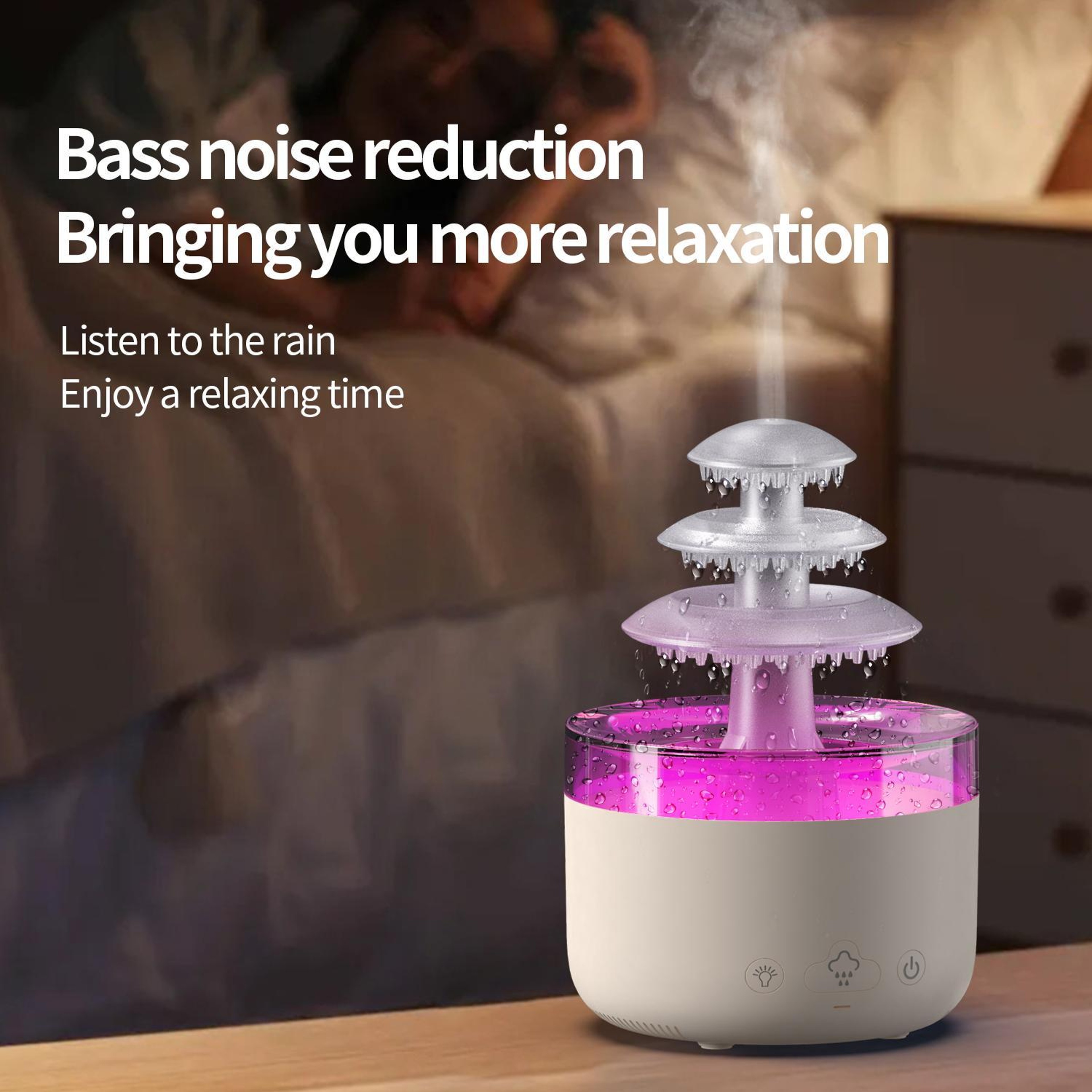 Cloud Rain Ultrasonic Humidifier With 3 Color Lights Essential Oil Aromatherapy Diffuser 6