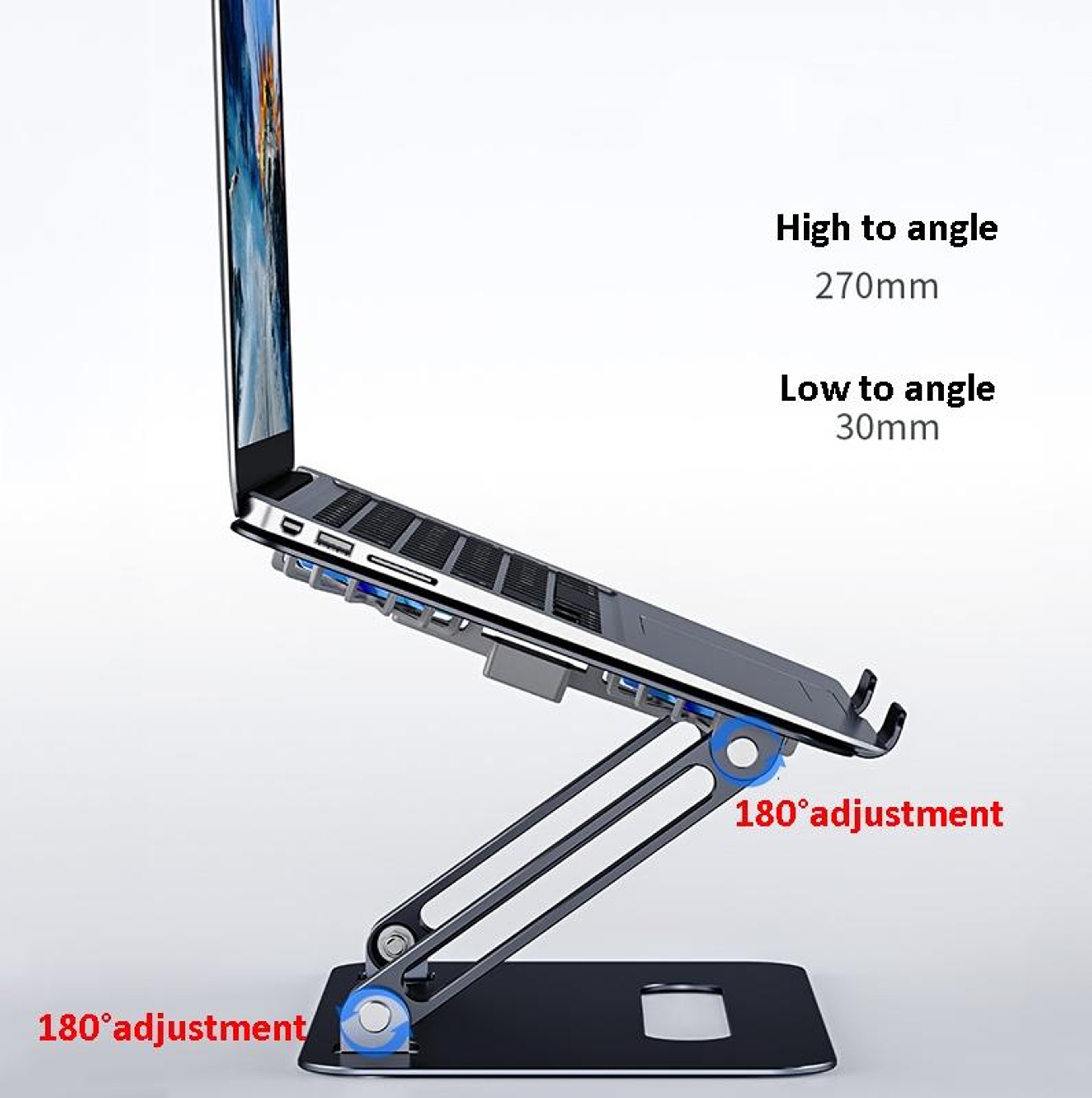 P43F Adjustable Laptop Stand With Laptop Cooling Stand Dual Fan Aluminum Alloy Foldable Riser 5