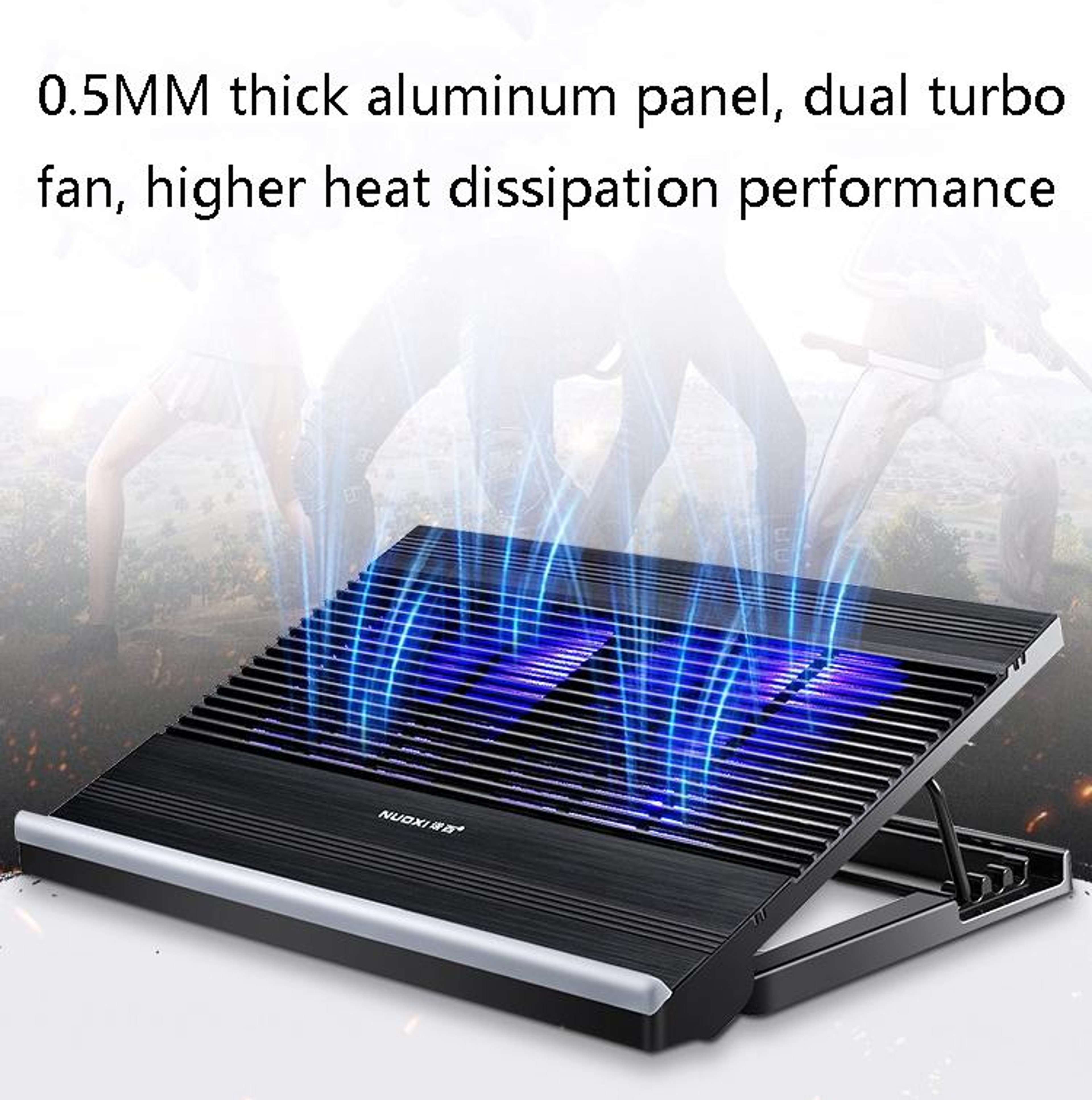 T10 Laptop Cooling Pad Adjustable Aluminum Laptop Stand With Dual Turbo Fans 2