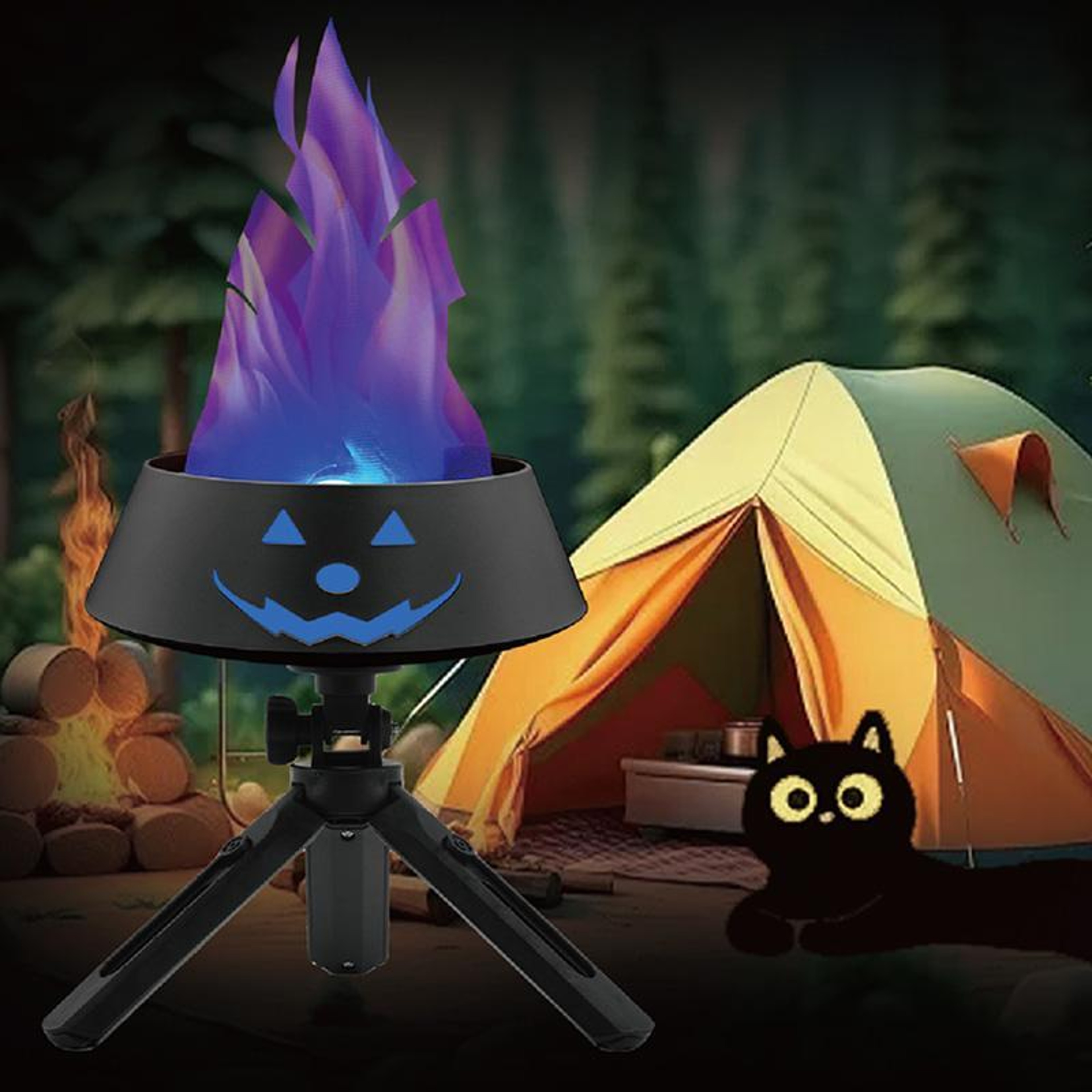 Rechargeable LED Flame Lamp USB Halloween Pumpkin Lantern Hanging Desktop Decorative Light – view 8