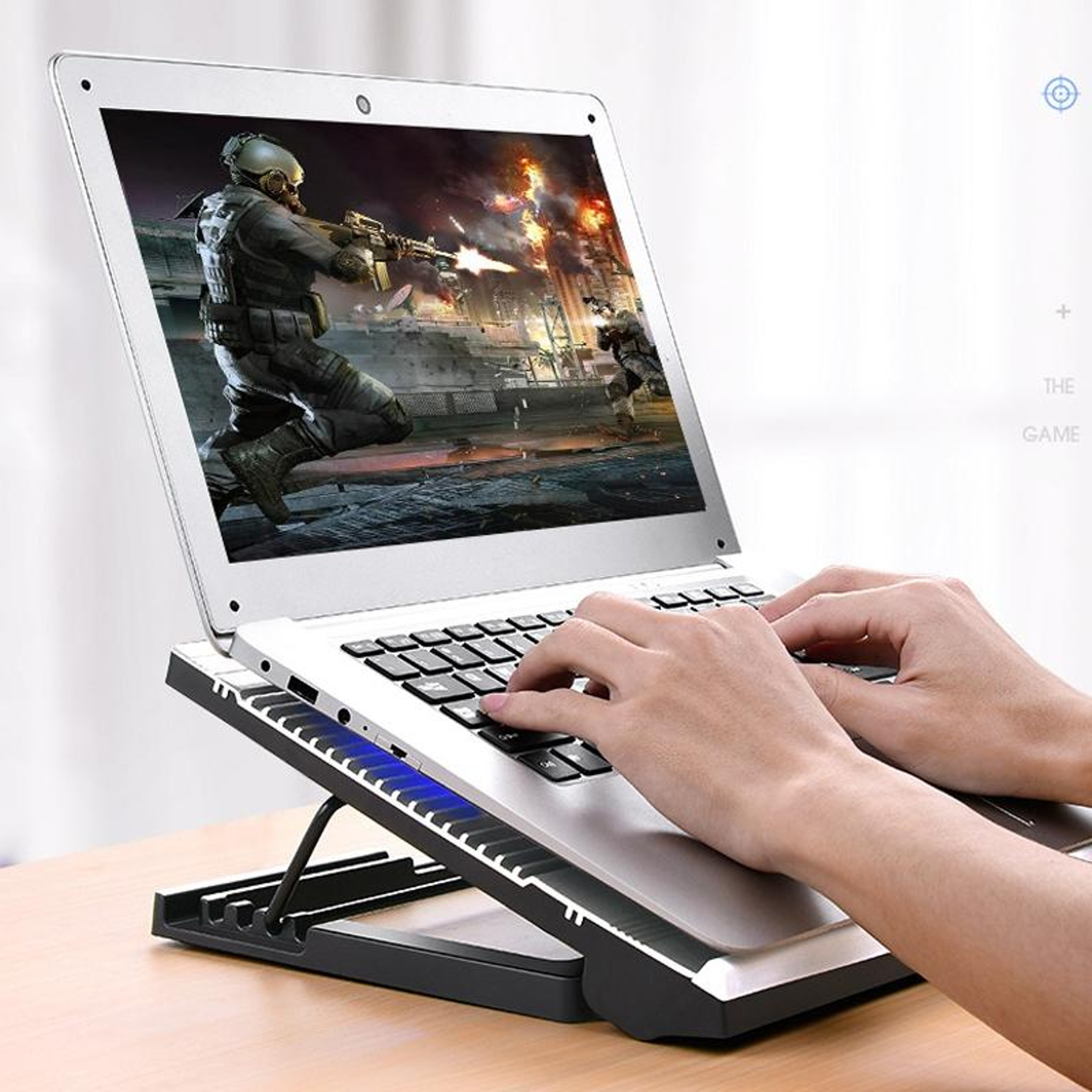 T10 Laptop Cooling Pad Aluminum Alloy Adjustable Laptop Stand With Dual Turbo Fans 5