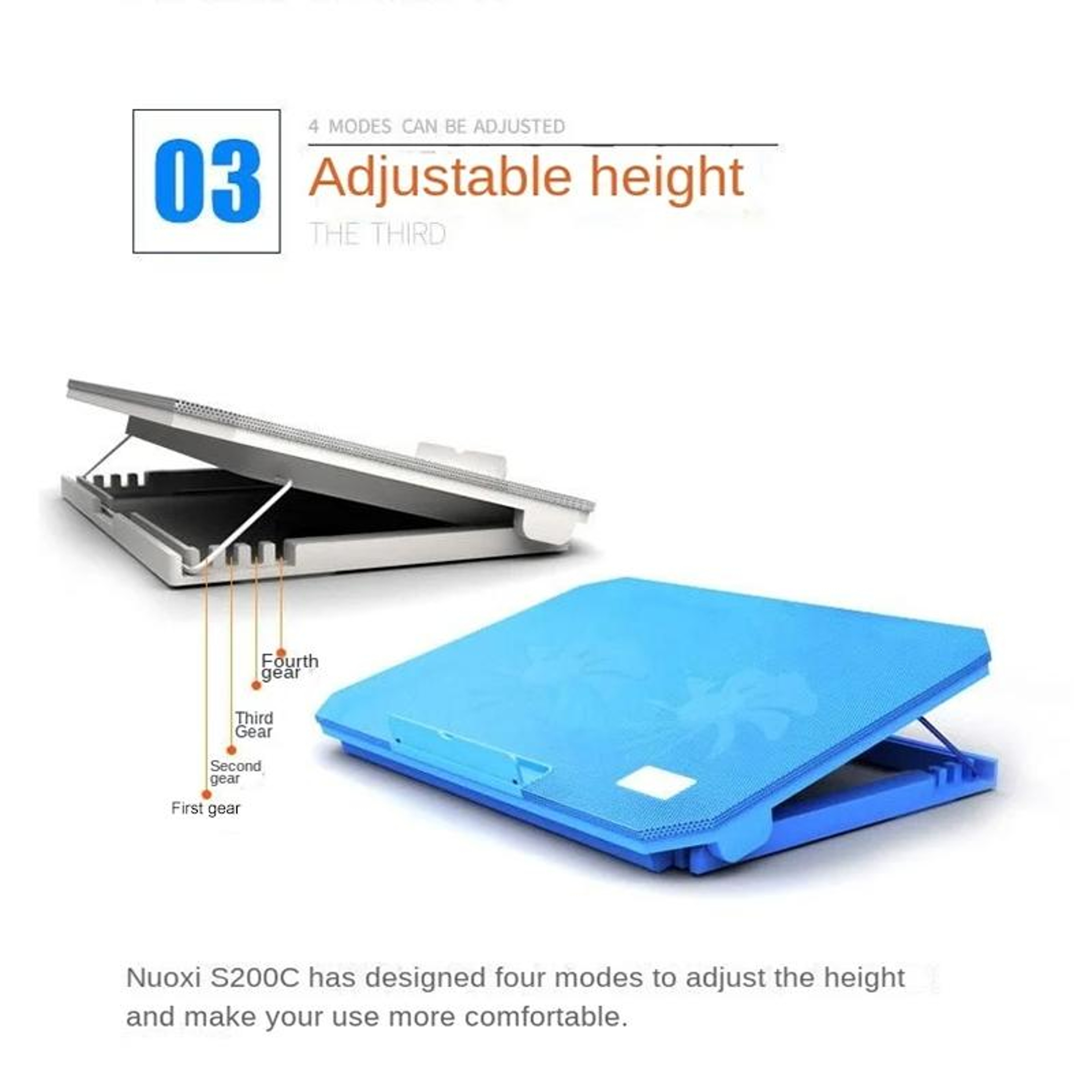 Silent Laptop Cooling Pad with Adjustable Metal Stand Dual Fan Laptop Cooler for 12 to 15.6 Inch Laptops – view 9