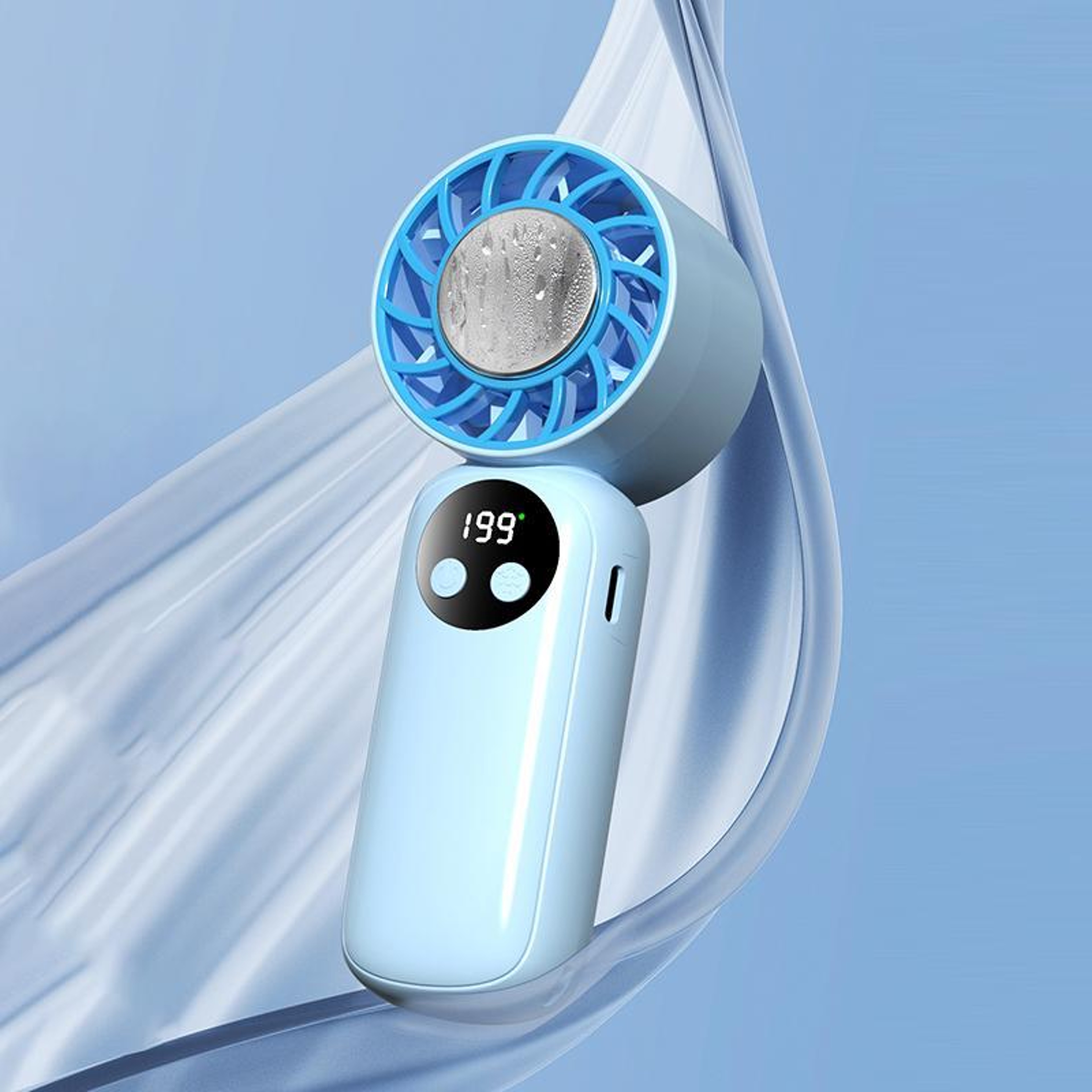 Mini Ice Cooling Handheld Fan With Digital Display 199 Speed Portable Rechargeable USB Fan 10
