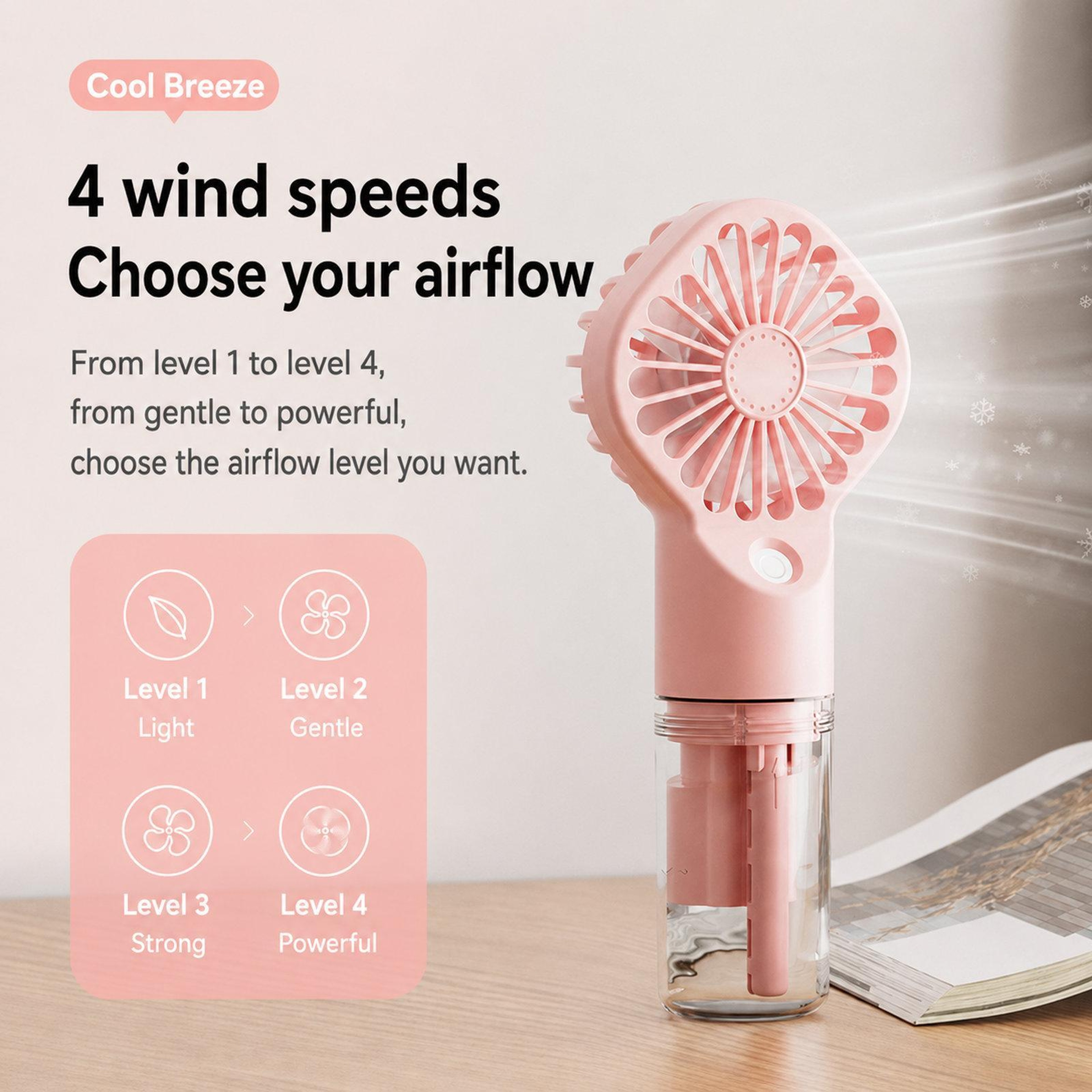 Portable Handheld Misting Fan Type C Rechargeable Personal Cooling Fan With Face Mister 4