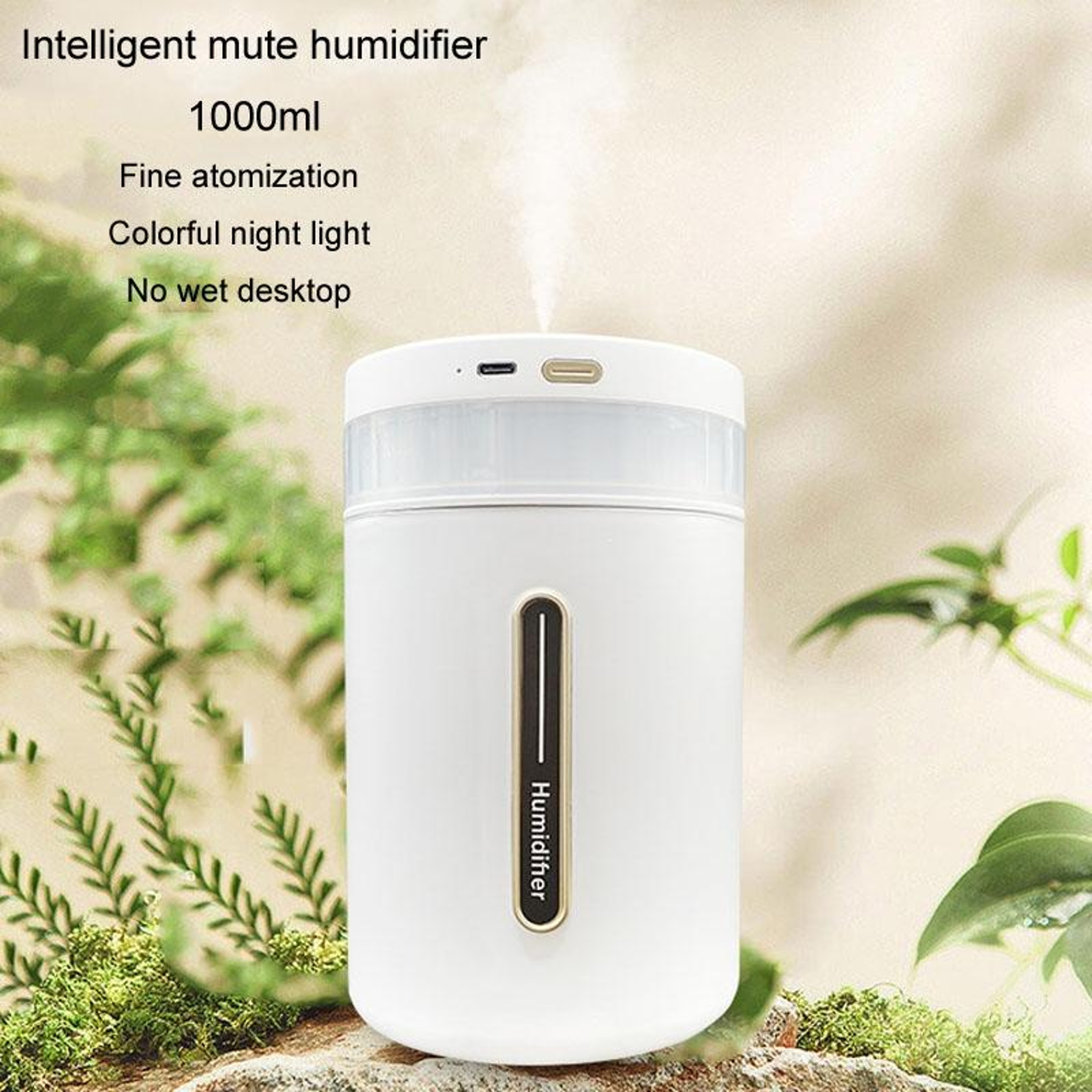 1L Large Capacity Humidifier USB Cool Mist Humidifier With Ambient Light And Aroma Diffuser 1
