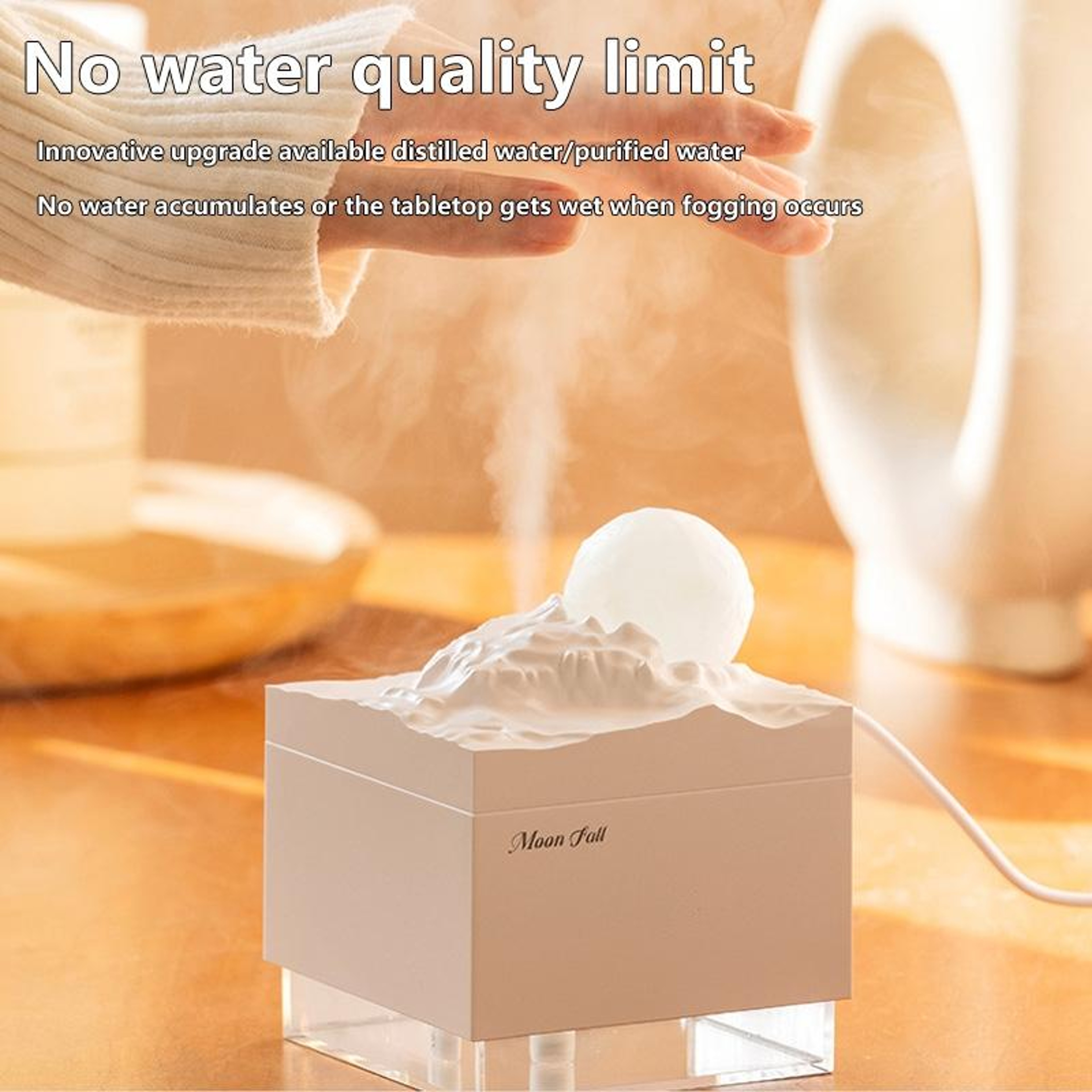 Moon Meteorite Mini Humidifier With Colorful Night Light USB Cool Mist Humidifier 5