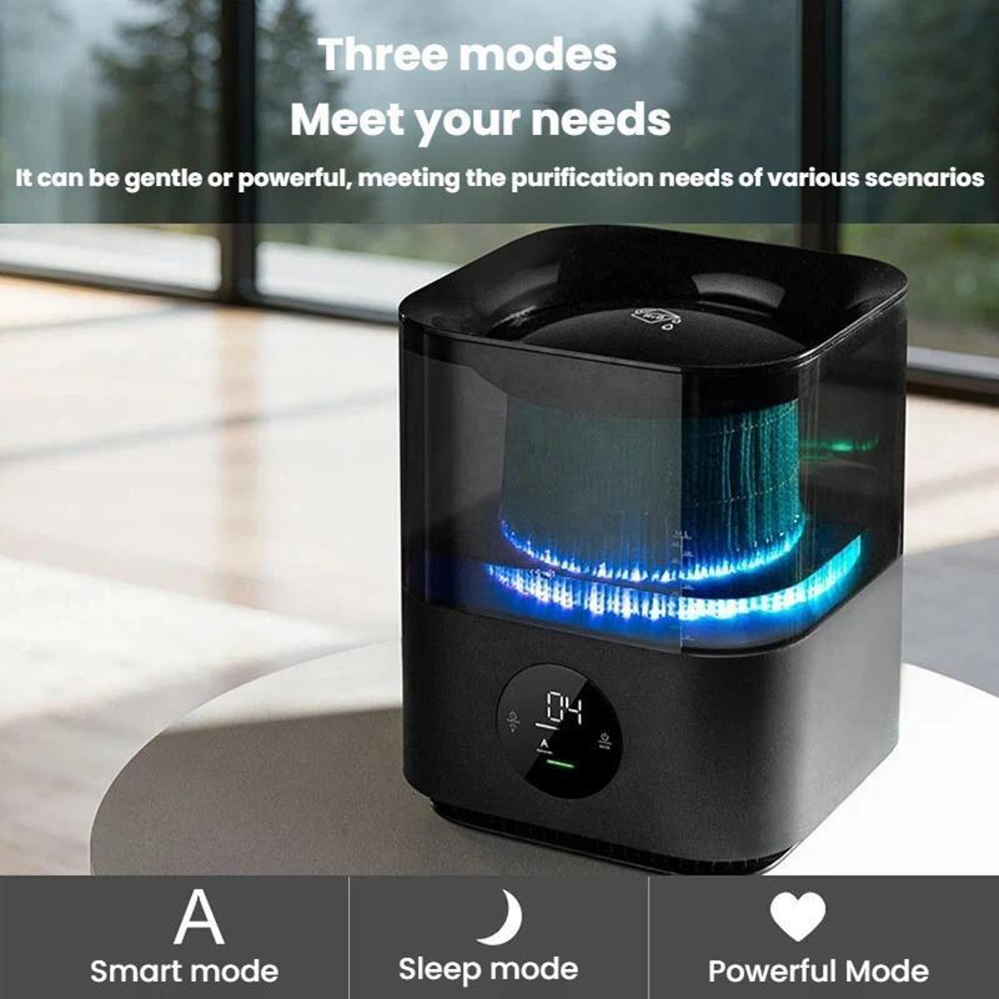 Mistless Humidifier Air Purifier with Intelligent Detection LED Night Light Type C – view 11