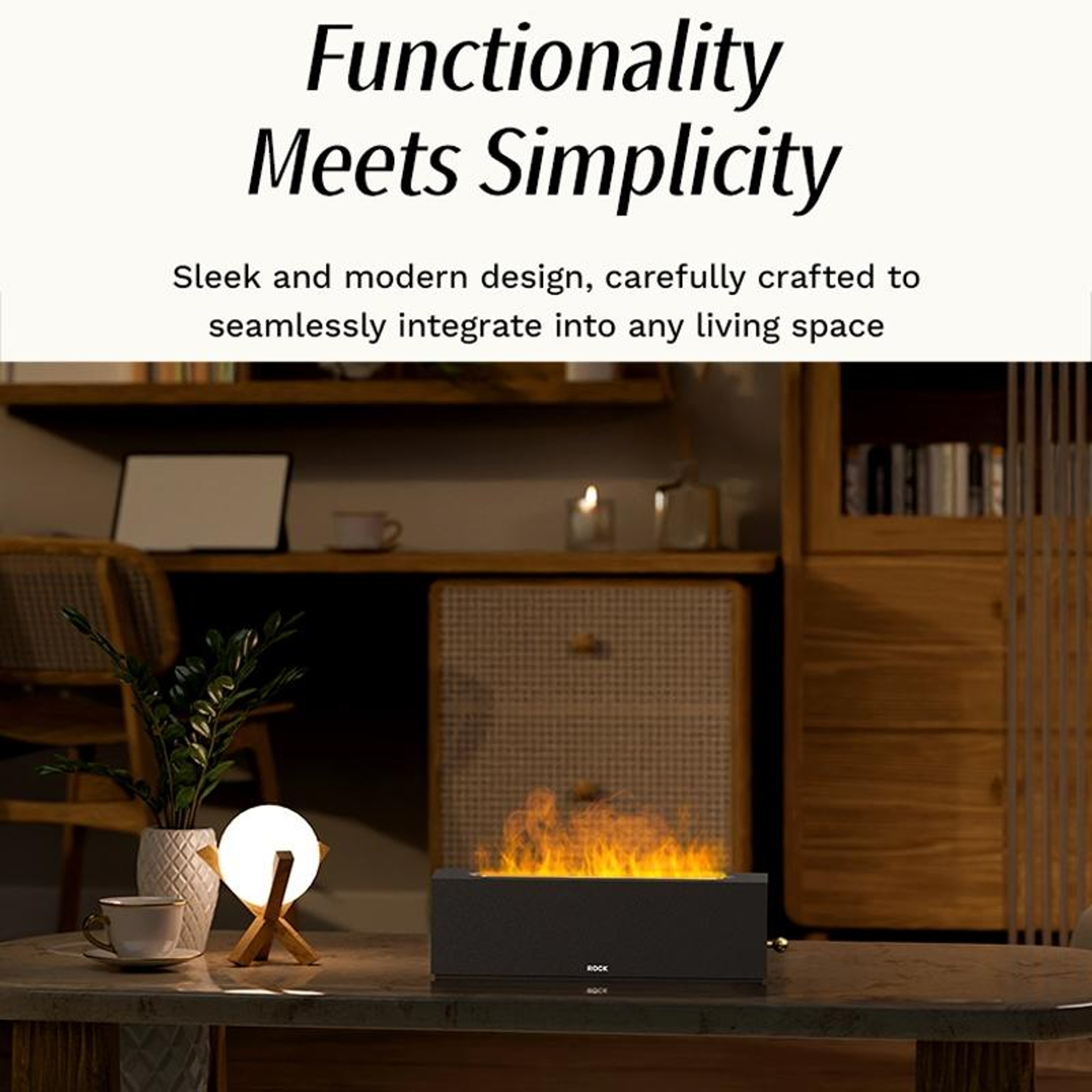 Flame Aroma Diffuser Large Mist Cool Mist Humidifier with LED Flame Effect – view 4