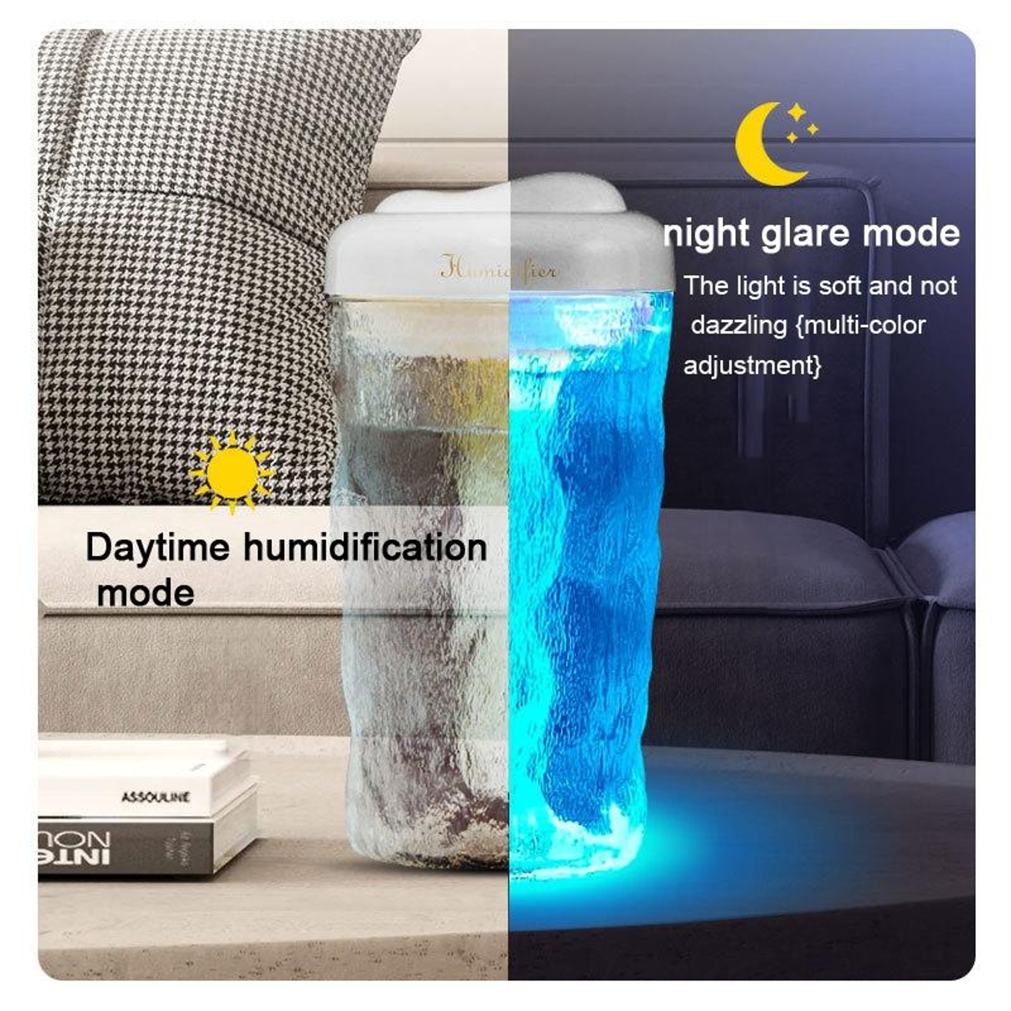 Iceberg Car Humidifier USB Aromatherapy Diffuser With Colorful Night Light Quiet Mist Air Moisturiz 2