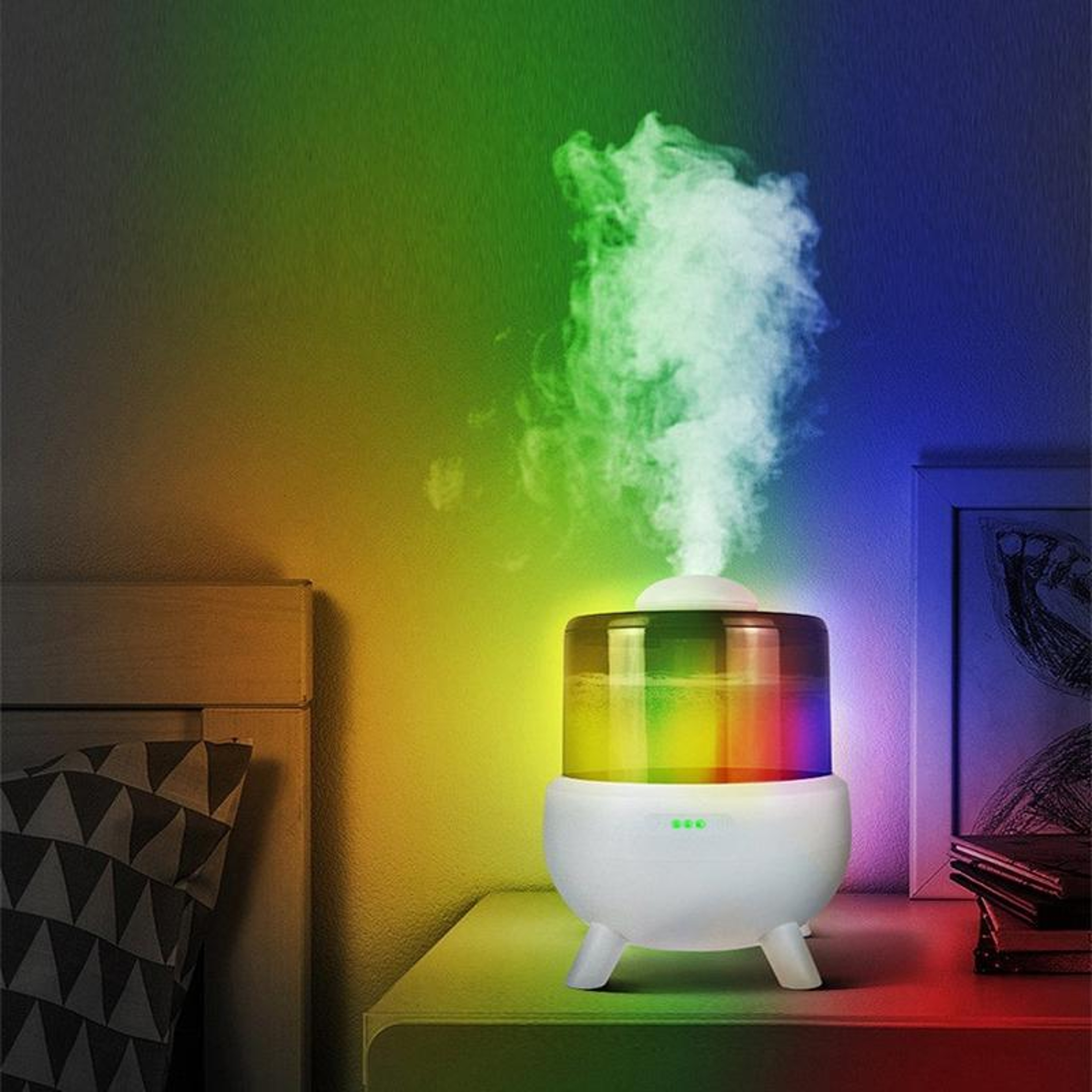 2L Ultrasonic Humidifier With Aromatherapy Diffuser Colorful LED Night Light And Adjustable Cool Mi 0