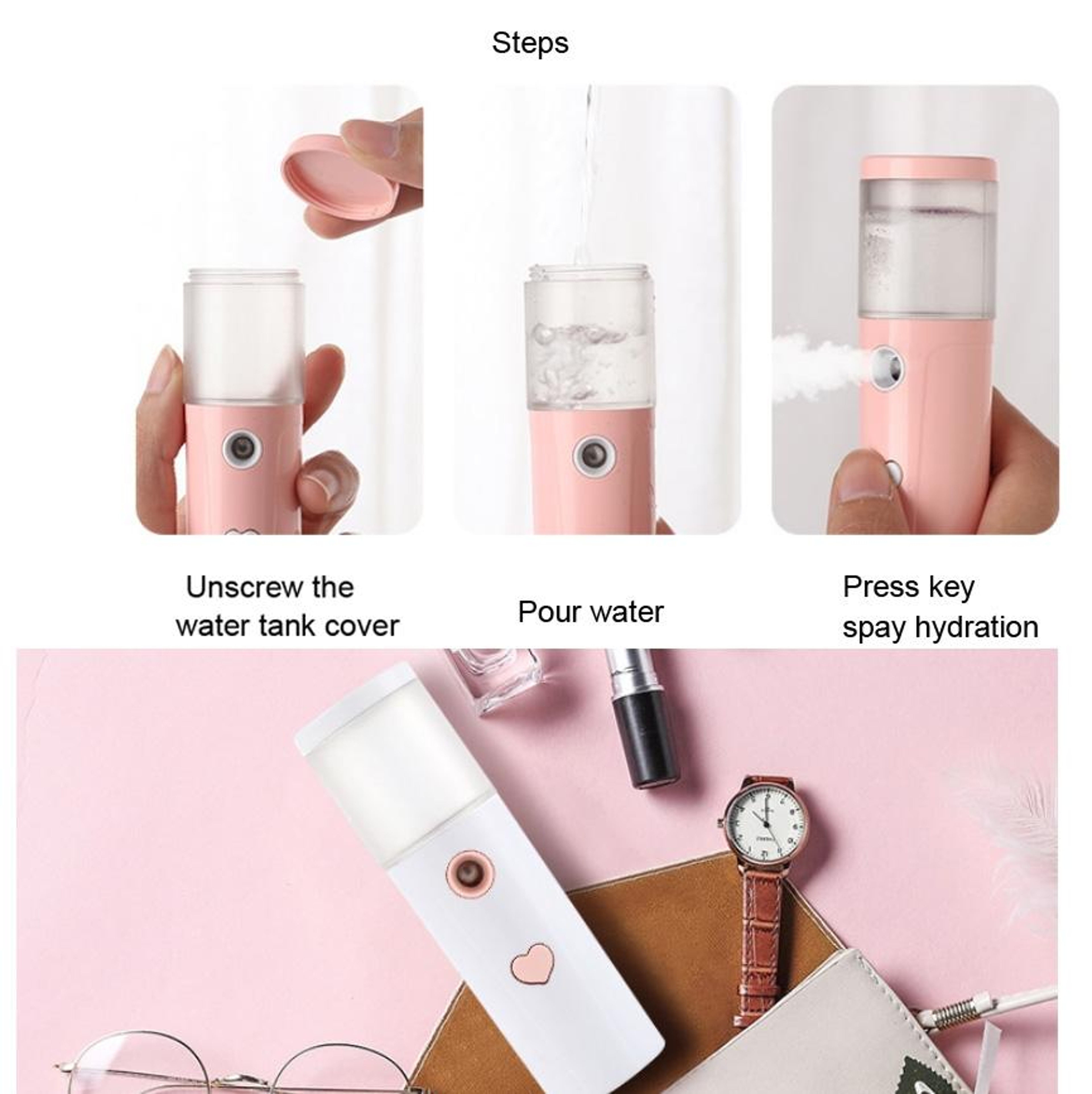 L20 Facial Mist Sprayer USB Nano Face Steamer Portable Cold Spray Moisturizing Humidifier 8