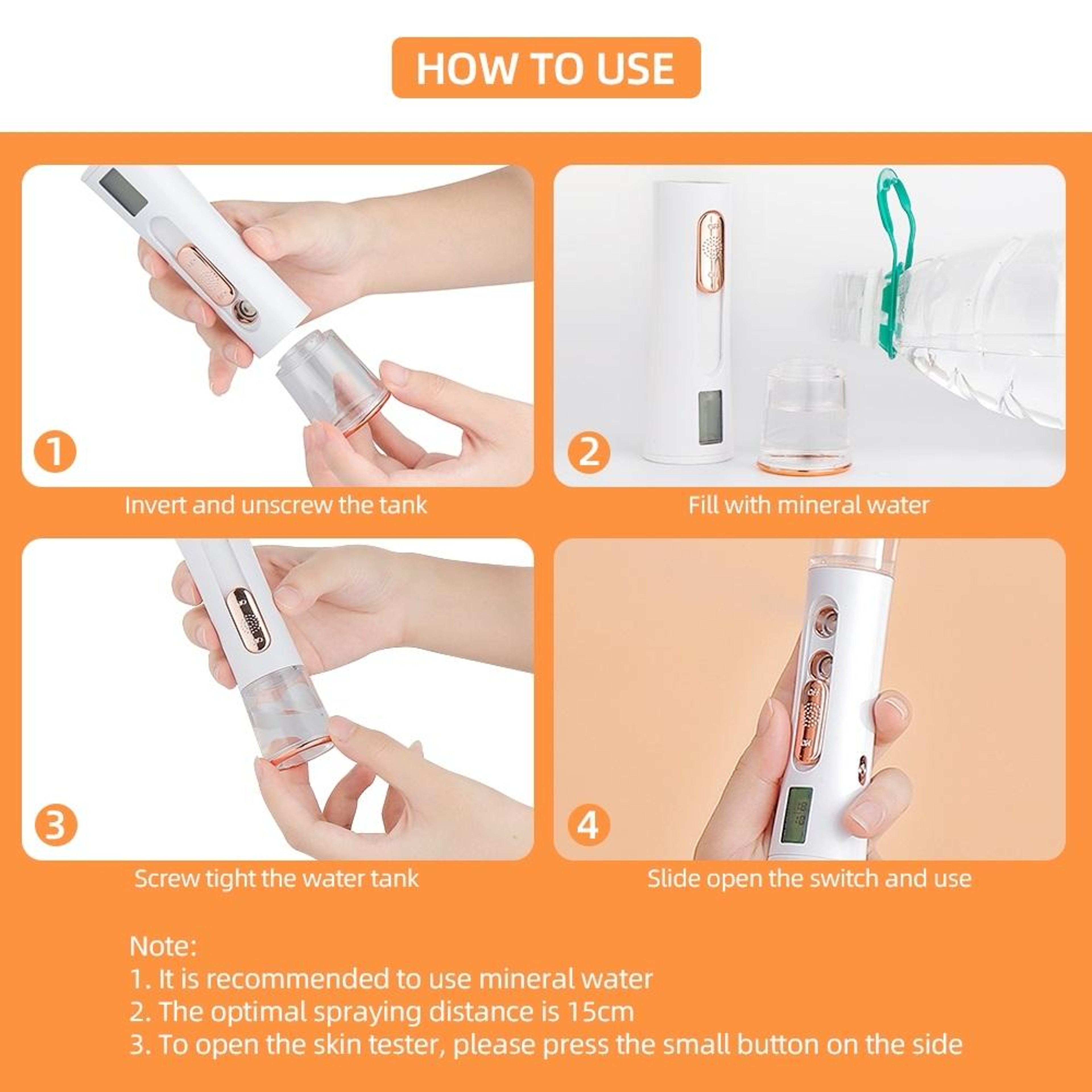 Portable Nano Facial Mist Sprayer With Skin Moisture Analyzer USB Rechargeable Face Mister 4