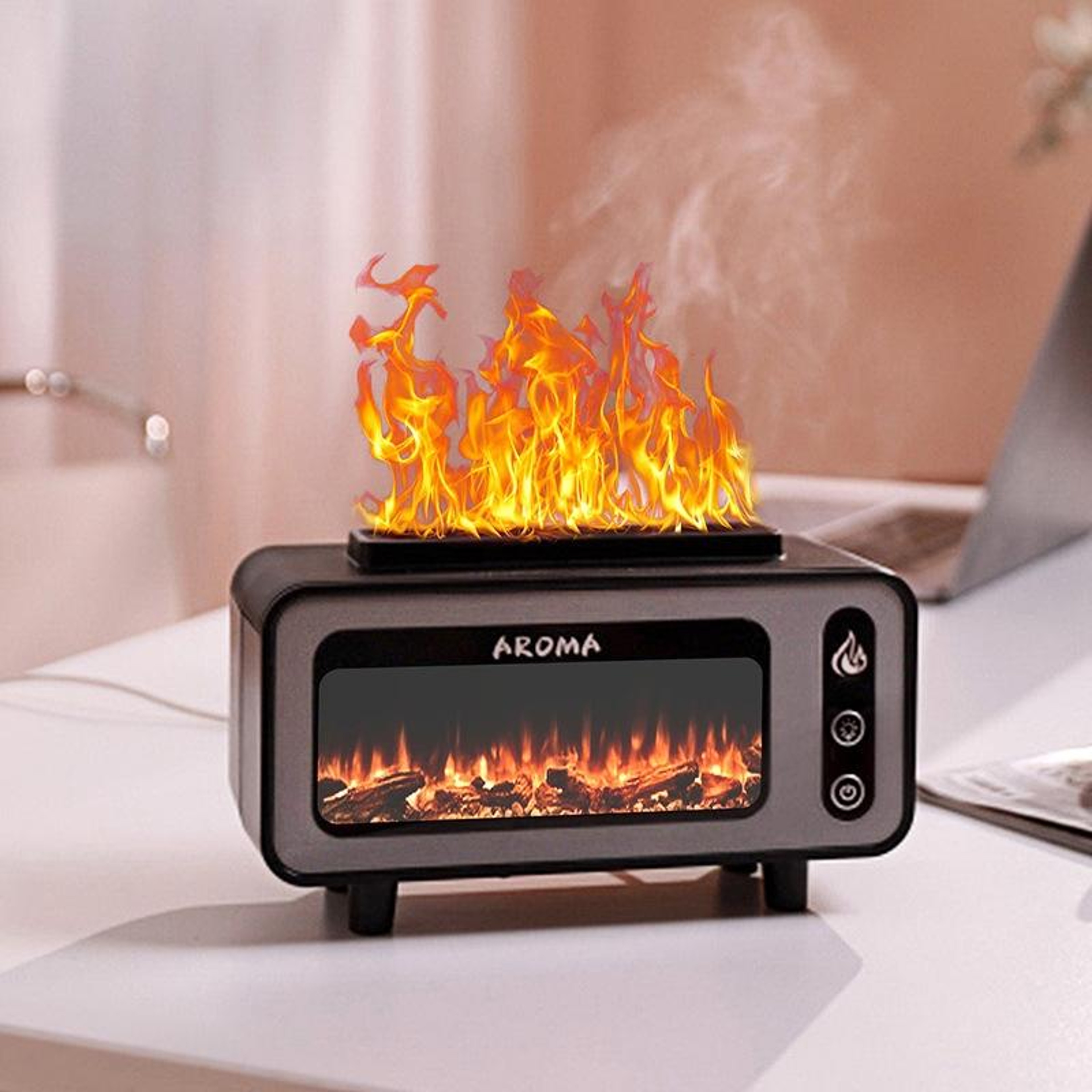 Fireplace Humidifier Essential Oil Diffuser USB Flame Aroma Diffuser With Colorful Night Light 0