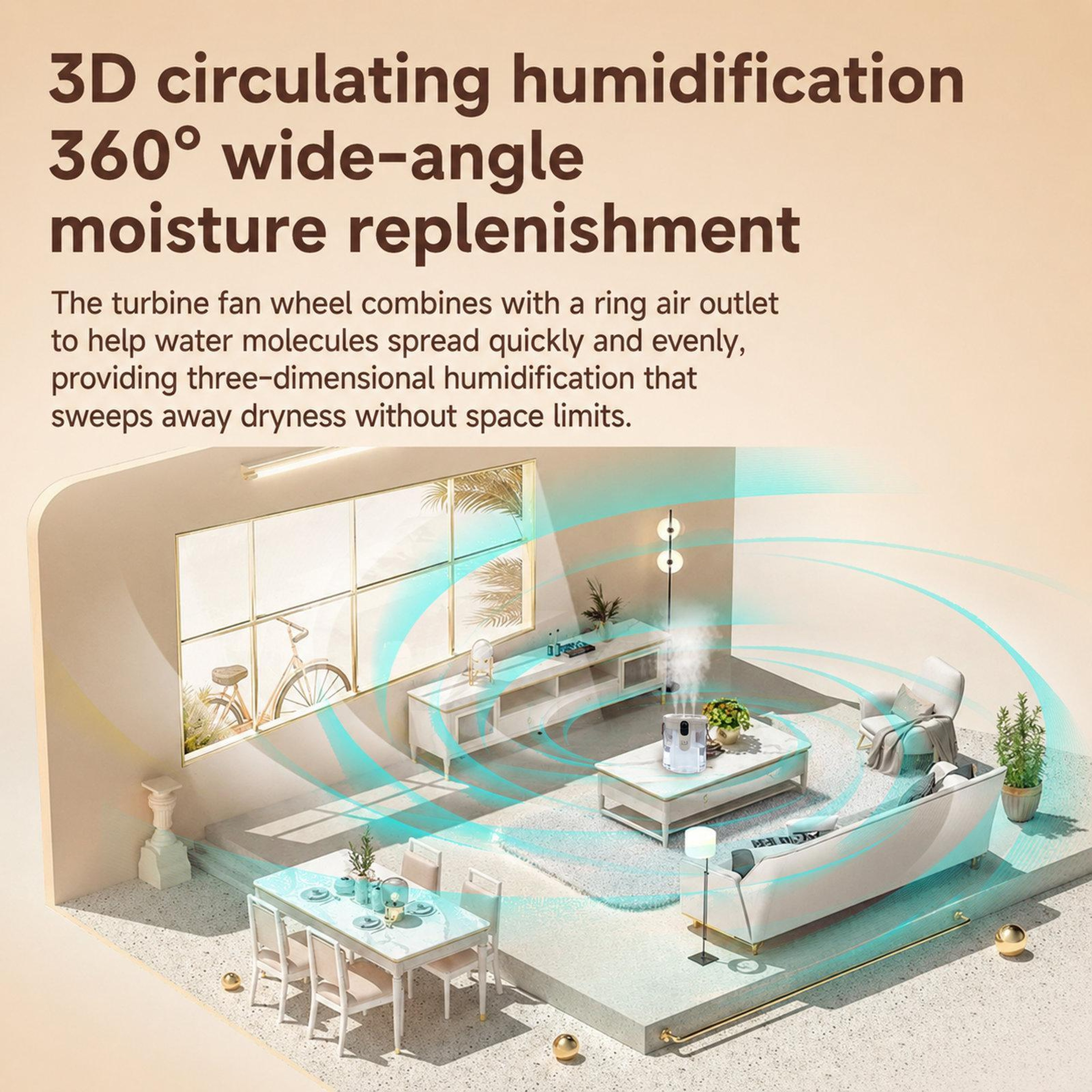 H40 Large Capacity Humidifier 15L 3 Nozzle Humidifier Quiet Cool Mist Air Moisturizer With Ambient  5