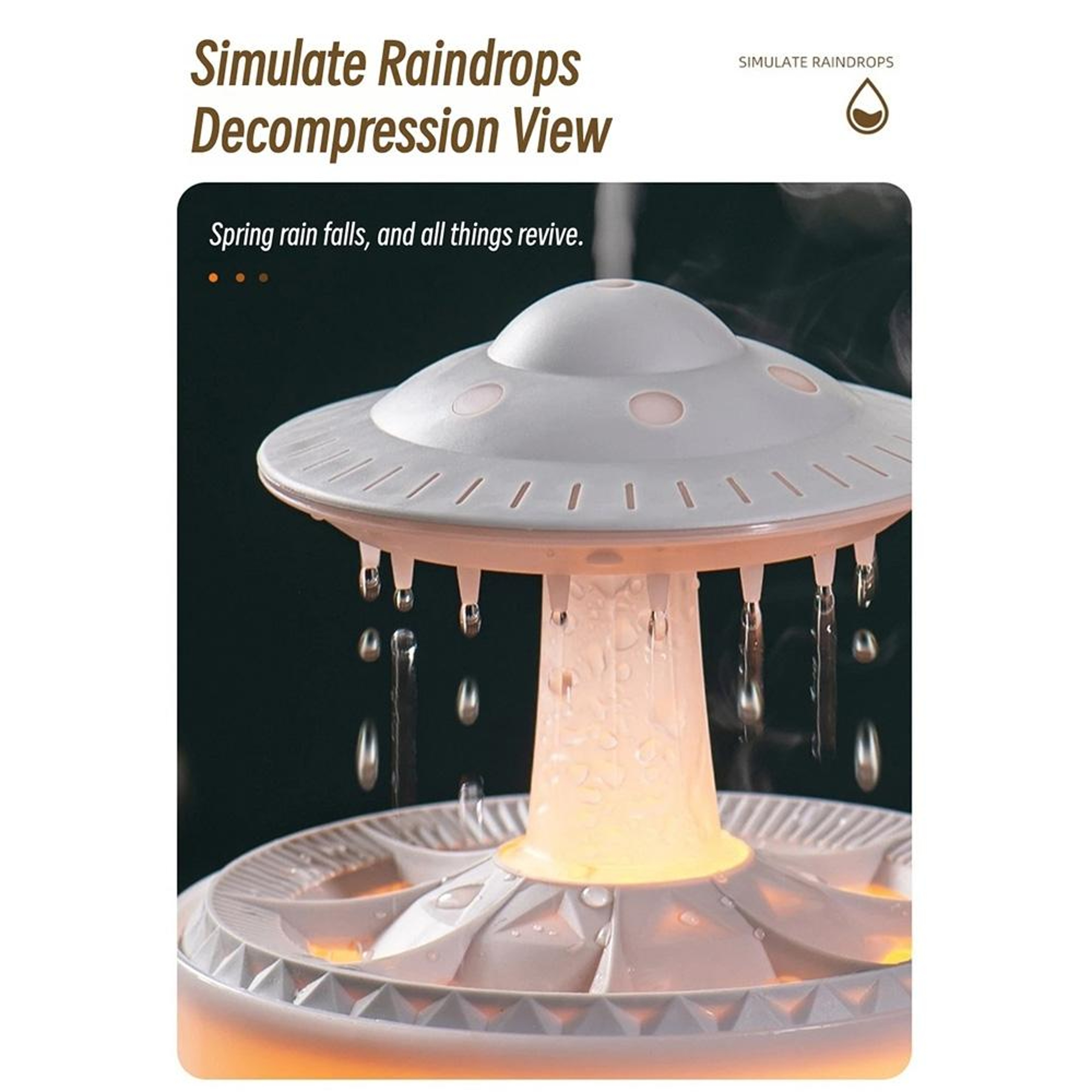 UFO Humidifier Remote Control Aromatherapy Diffuser With Rain Cloud Effect LED Night Light 2