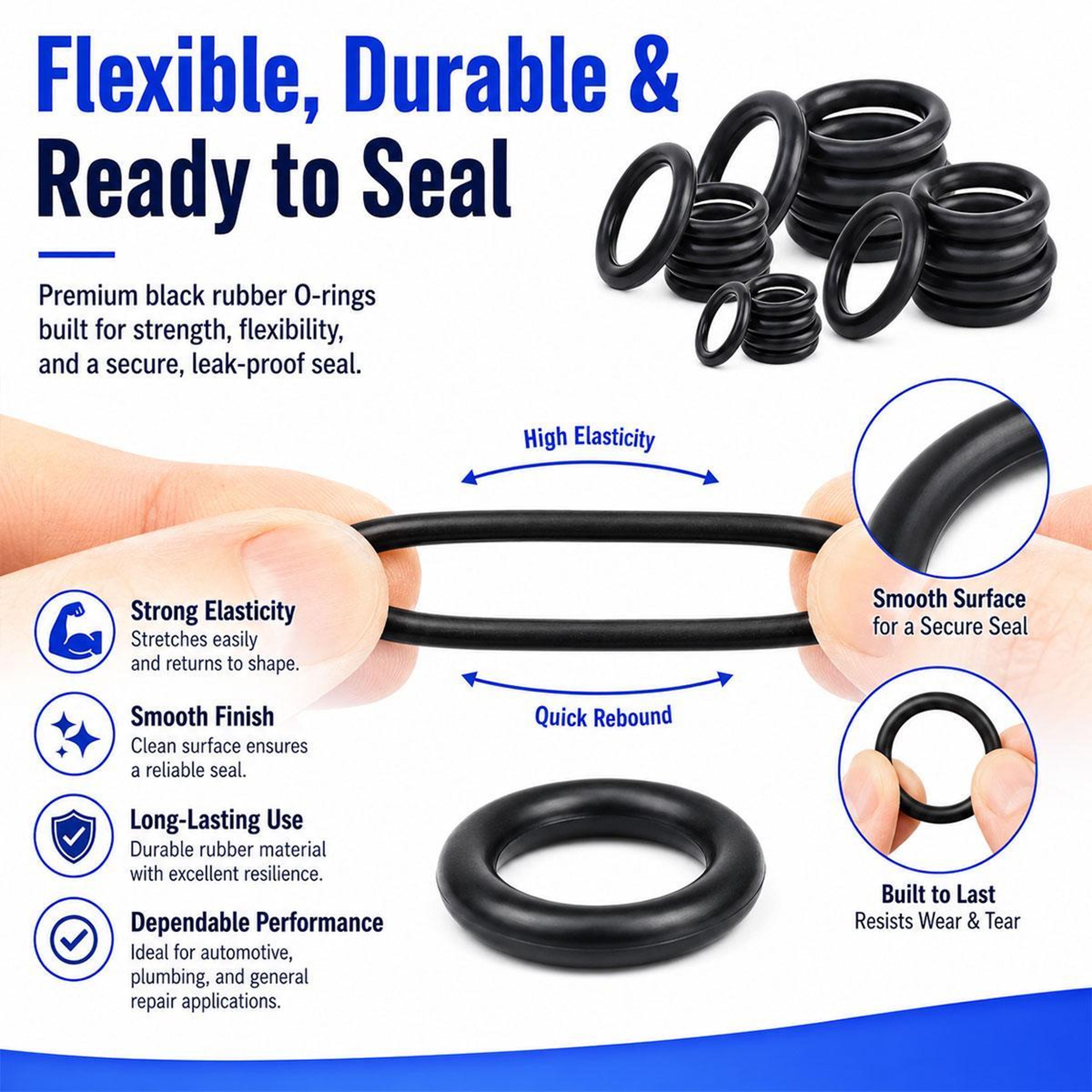 O Ring Kit NBR Rubber O Rings Assortment Leak Proof Seal Repair Kit – view 12