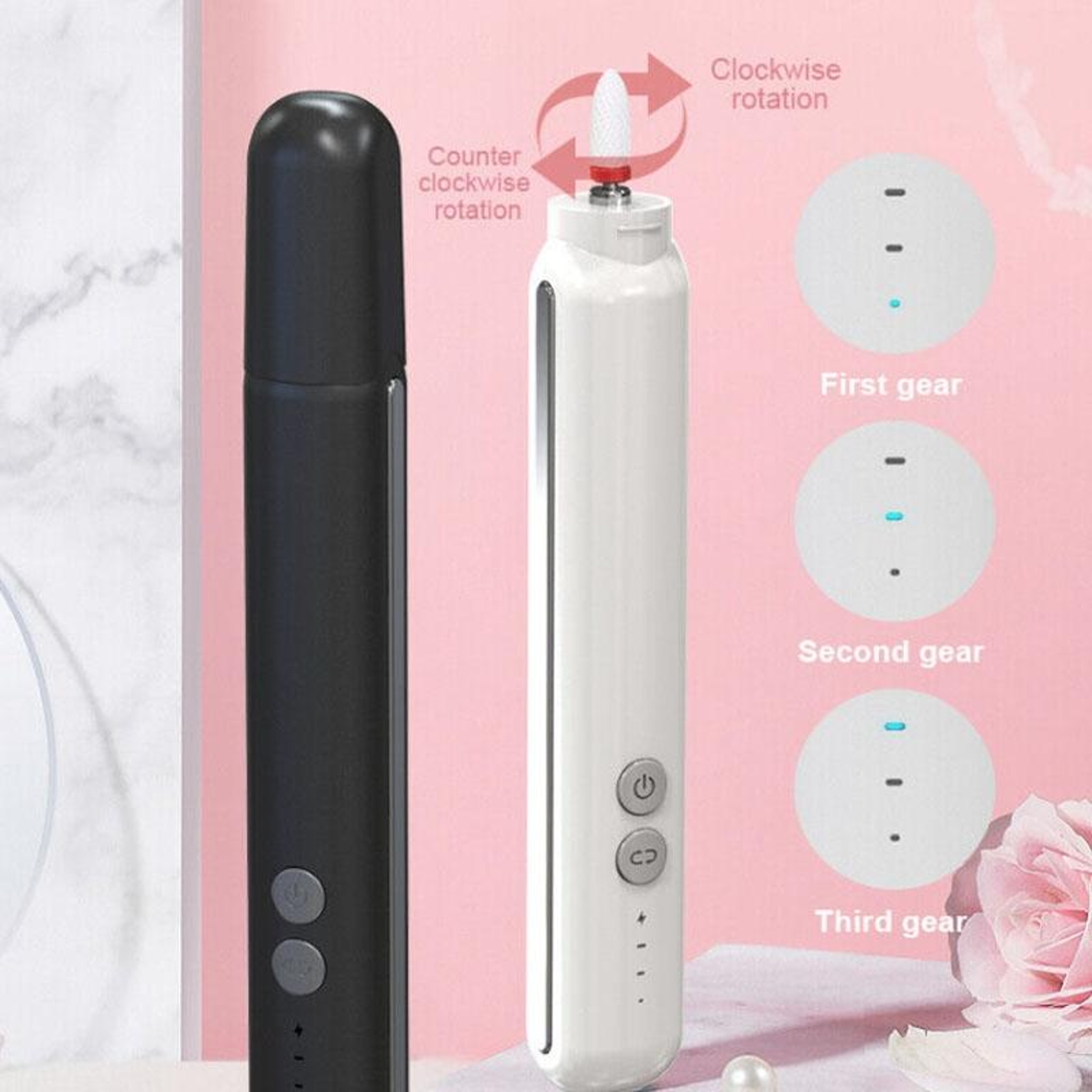 Rechargeable Nail Drill Machine Electric Nail File Kit With Ceramic Drill Bit LED Light 1