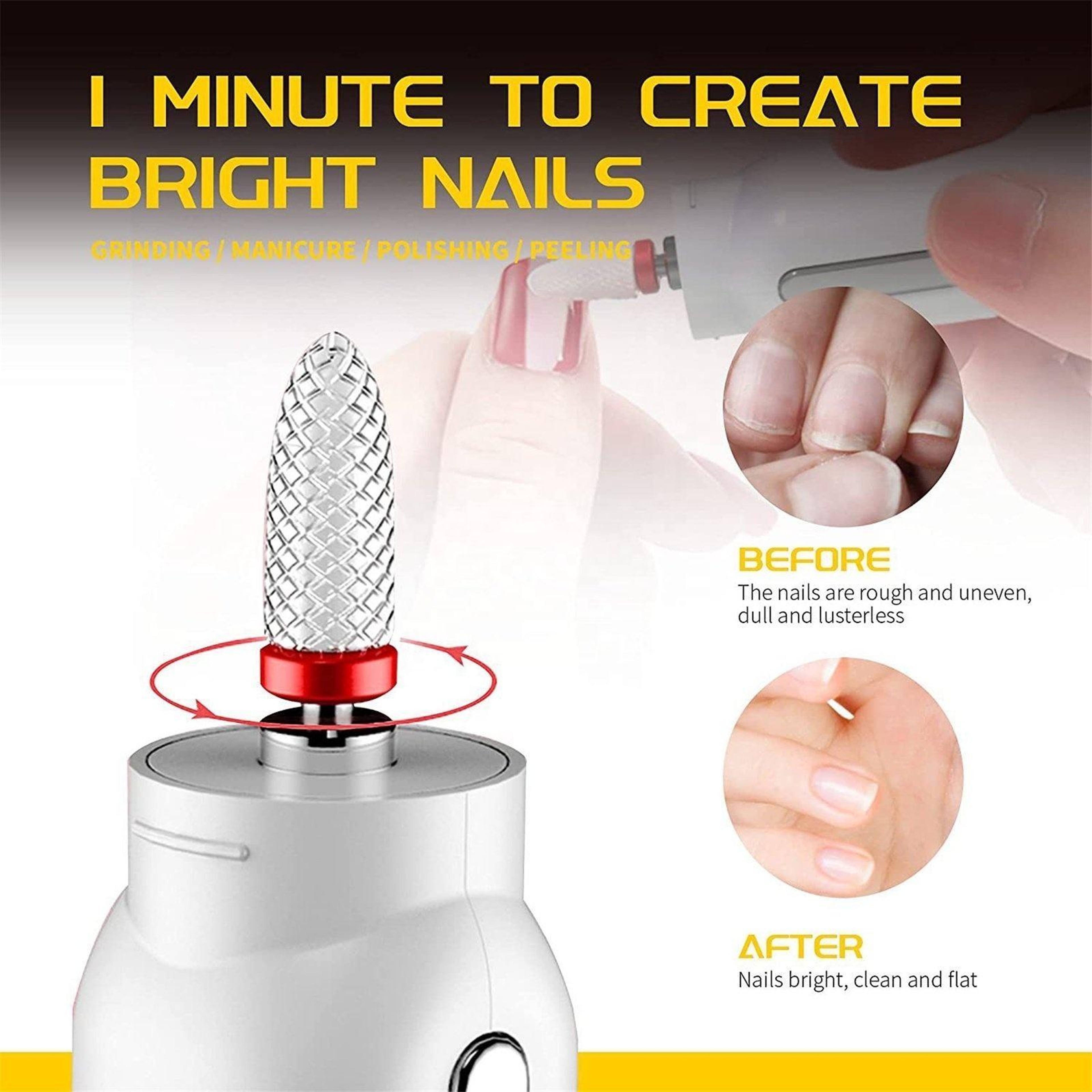 Rechargeable Nail Drill Machine Electric Nail File Kit With Ceramic Drill Bit LED Light 4