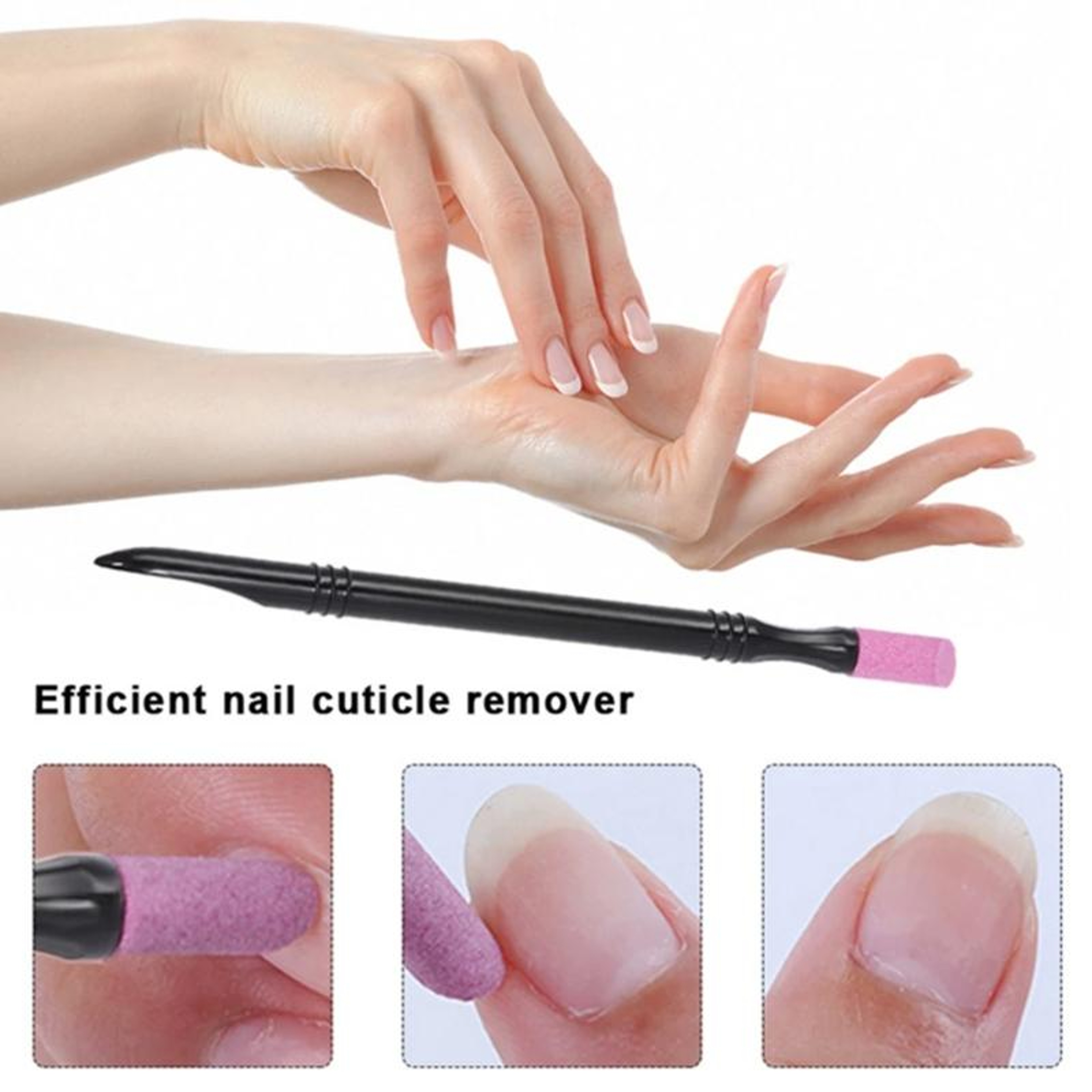 5 Piece Cuticle Remover Tool Set Double Ended Quartz Cuticle Pen Manicure Nail Care Kit 3