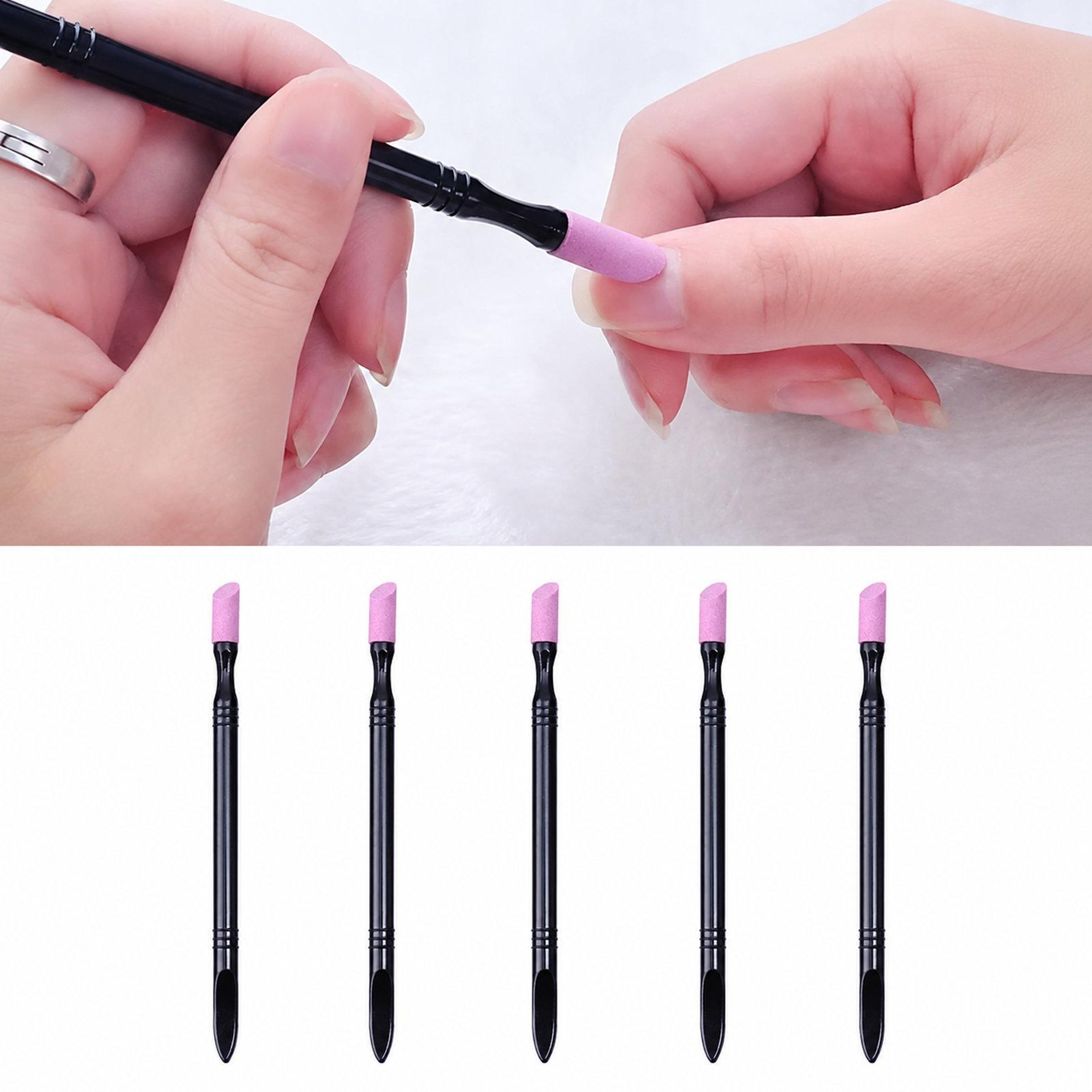 5 Piece Cuticle Remover Tool Set Double Ended Quartz Cuticle Pen Manicure Nail Care Kit 6