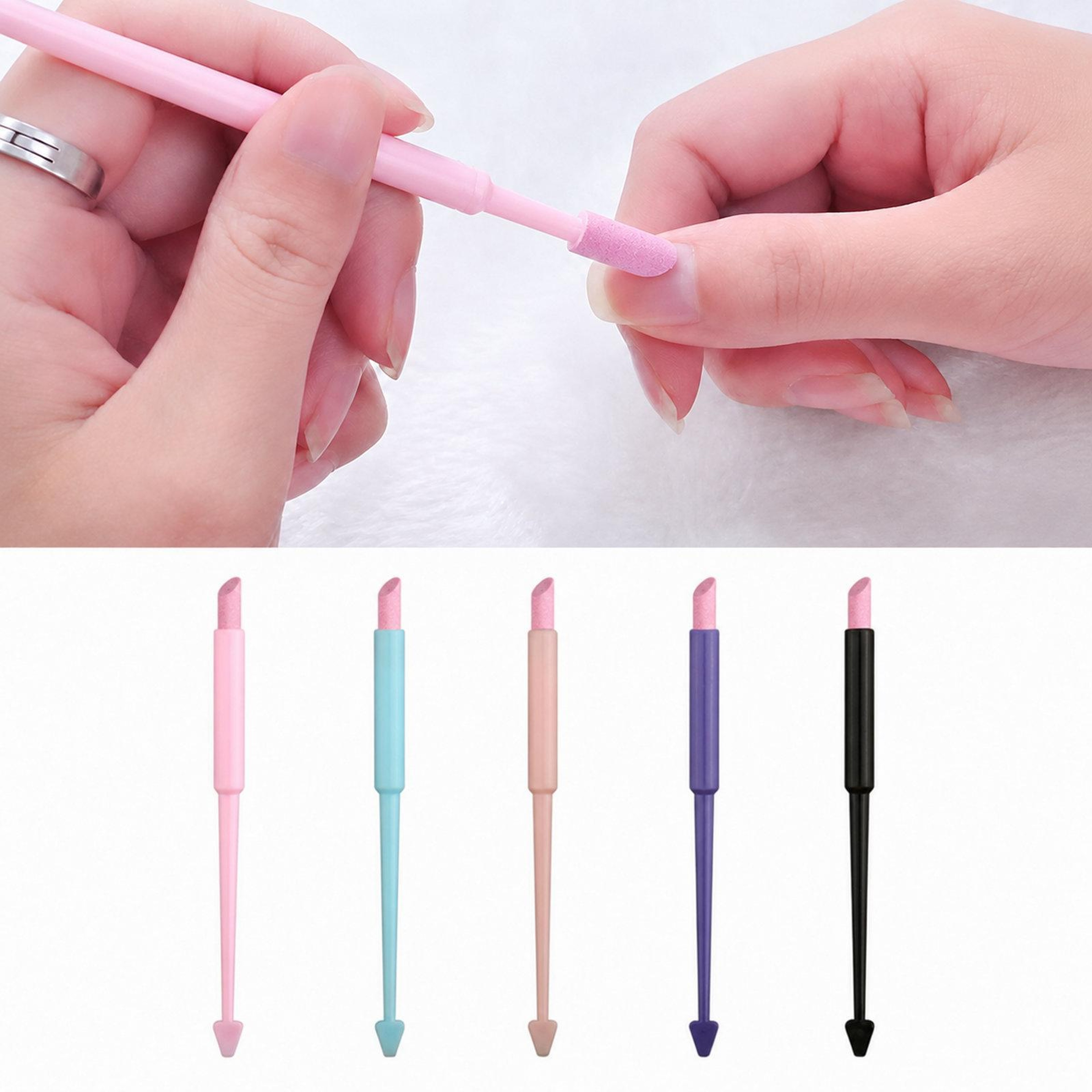 5 Piece Cuticle Remover Tool Set Double Ended Quartz Cuticle Pen Manicure Nail Care Kit 7