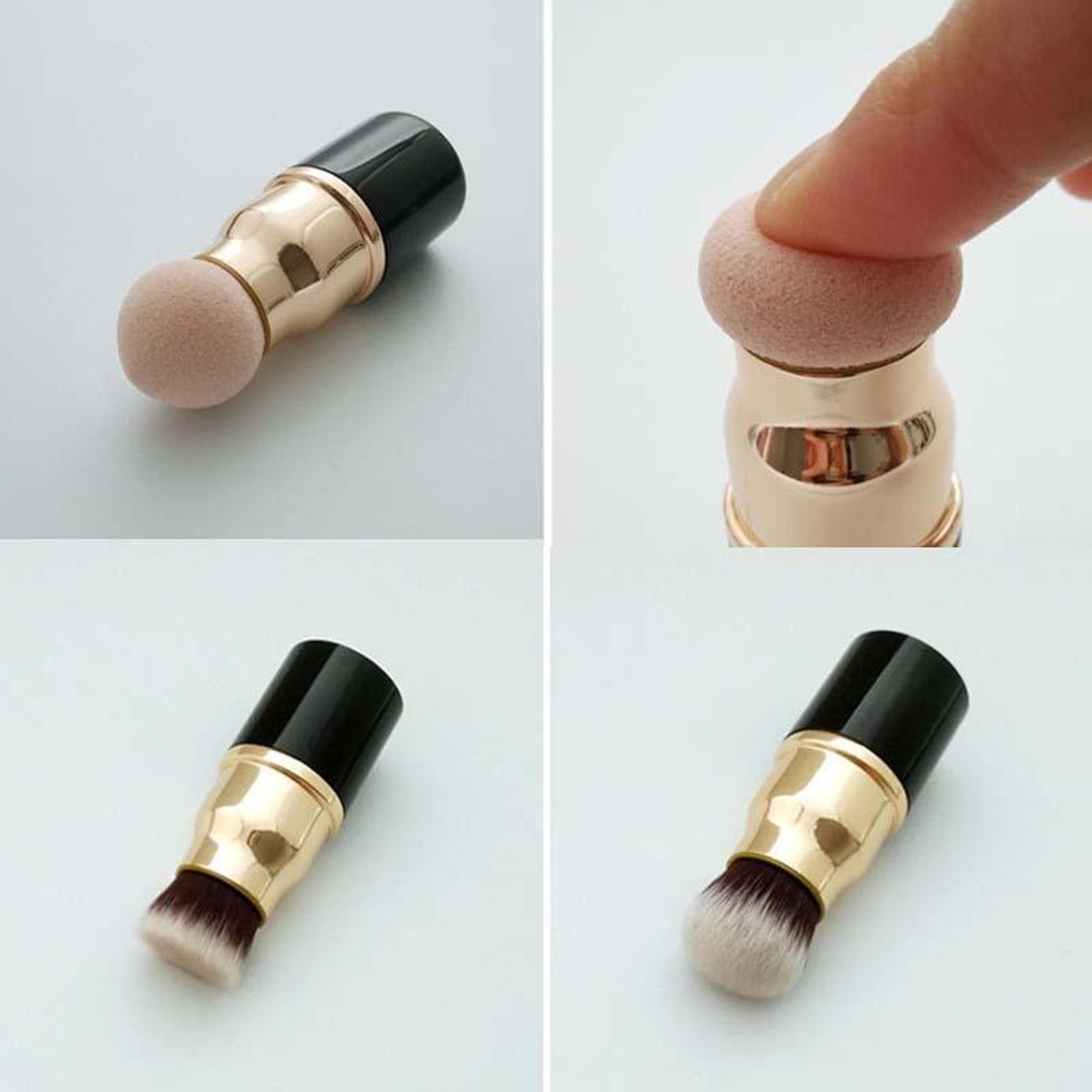 3 In 1 Makeup Brush With Foundation Brush Powder Brush And Makeup Sponge Travel Beauty Tool 6