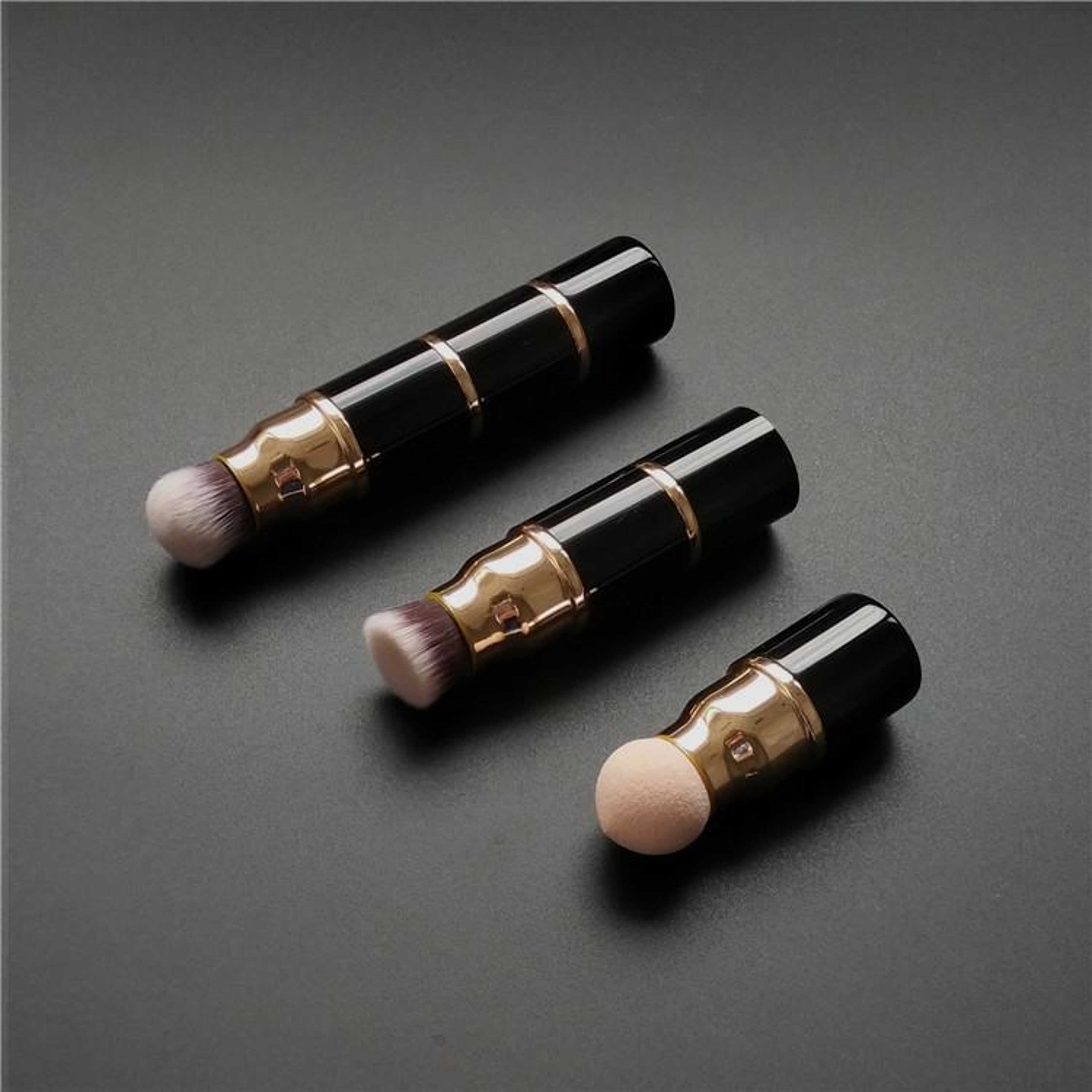 3 In 1 Makeup Brush With Foundation Brush Powder Brush And Makeup Sponge Travel Beauty Tool 0