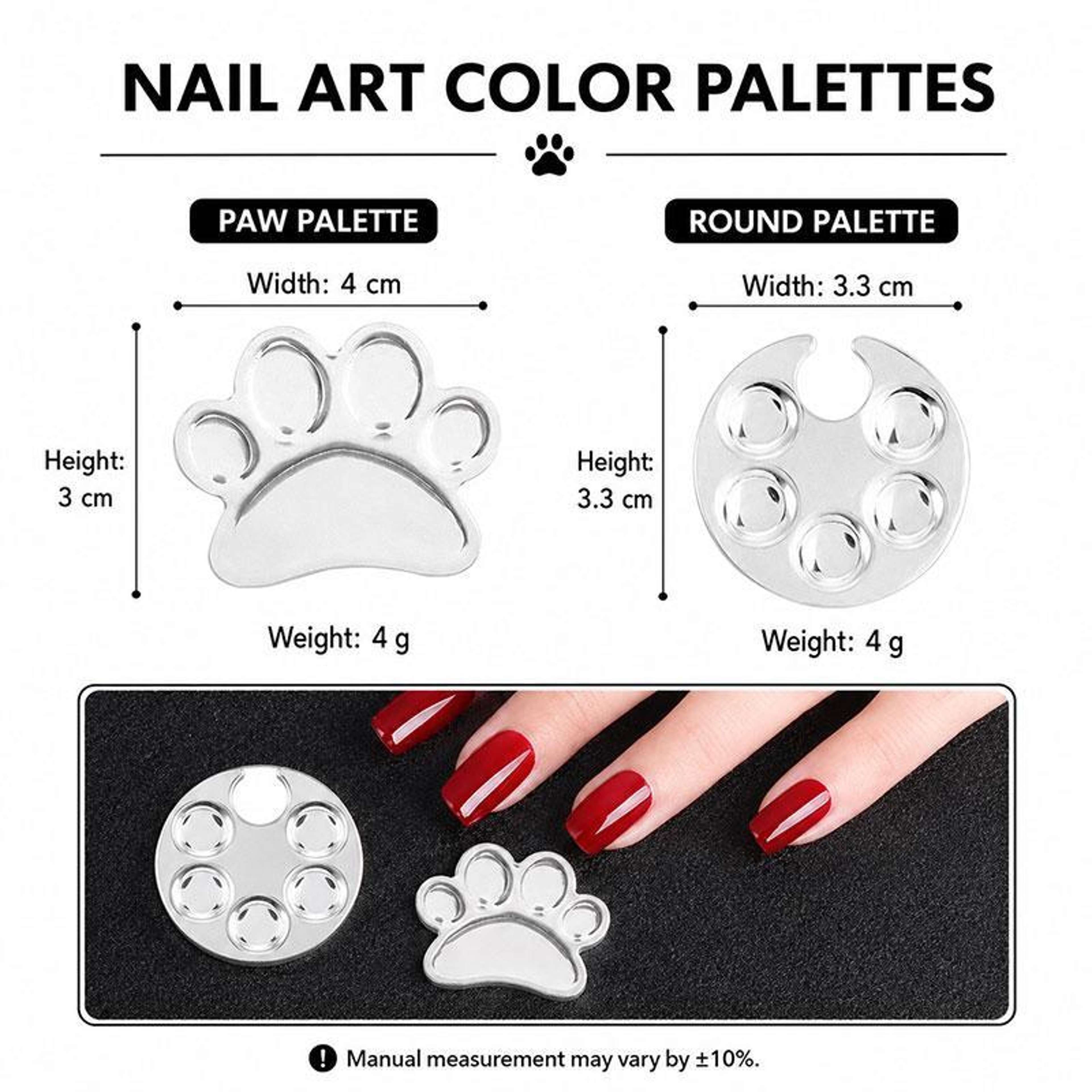 Cute Cat Paw Nail Art Mixing Palette 2 PCS Reusable Makeup Mixing Palette for Foundation and Gel Polish – view 4