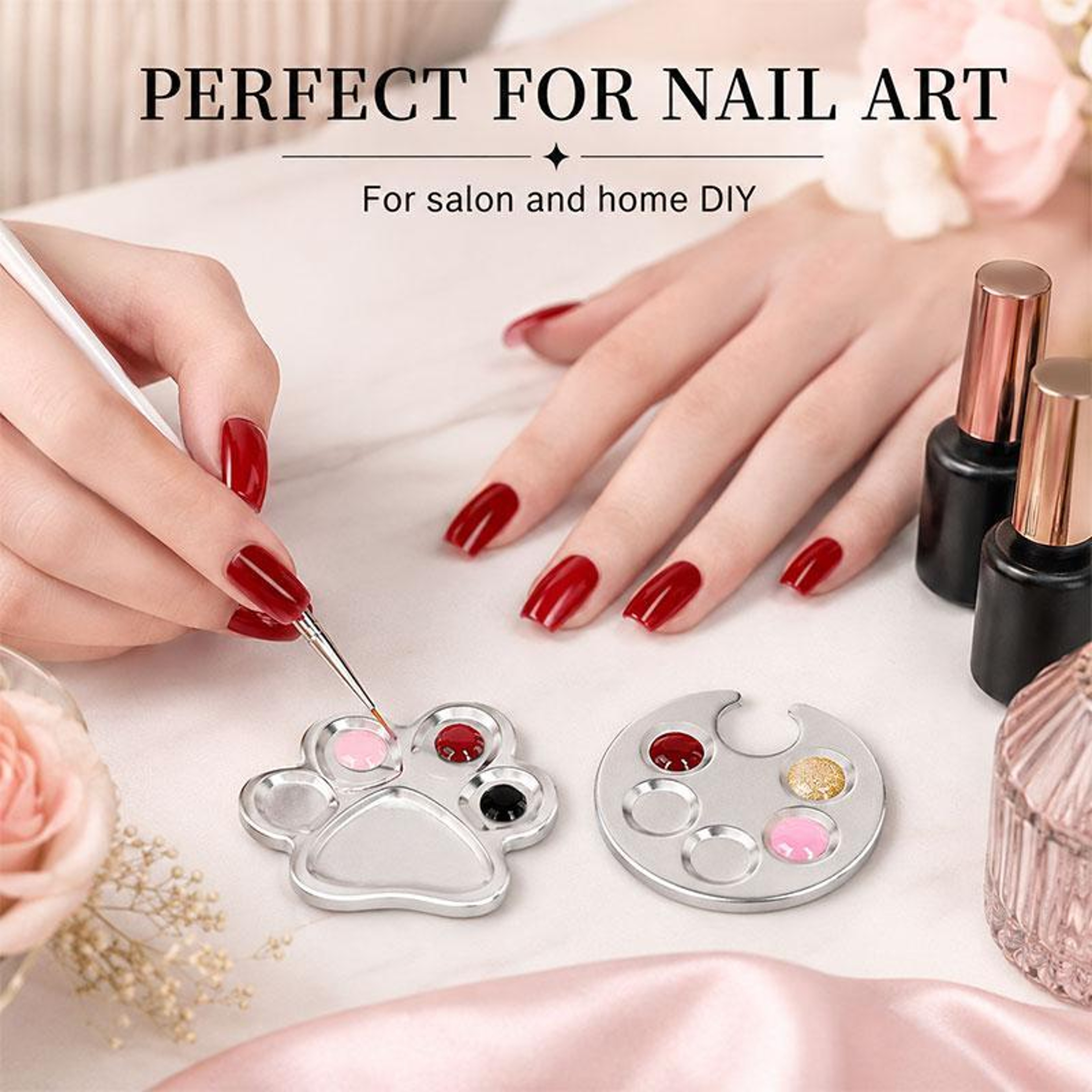 Cute Cat Paw Nail Art Mixing Palette 2 PCS Reusable Makeup Mixing Palette for Foundation and Gel Polish – view 9