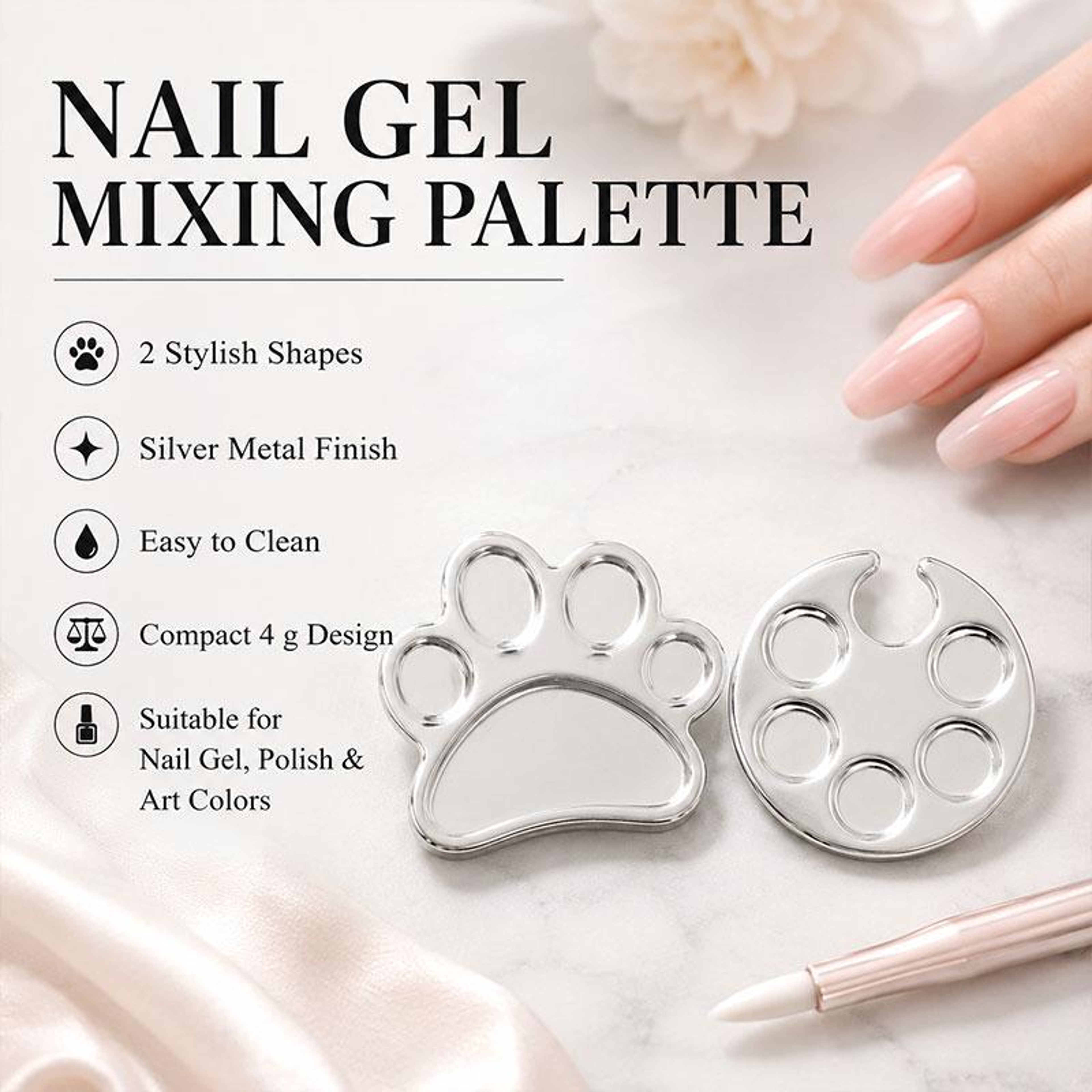 Cute Cat Paw Nail Art Mixing Palette 2 PCS Reusable Makeup Mixing Palette for Foundation and Gel Polish – view 10