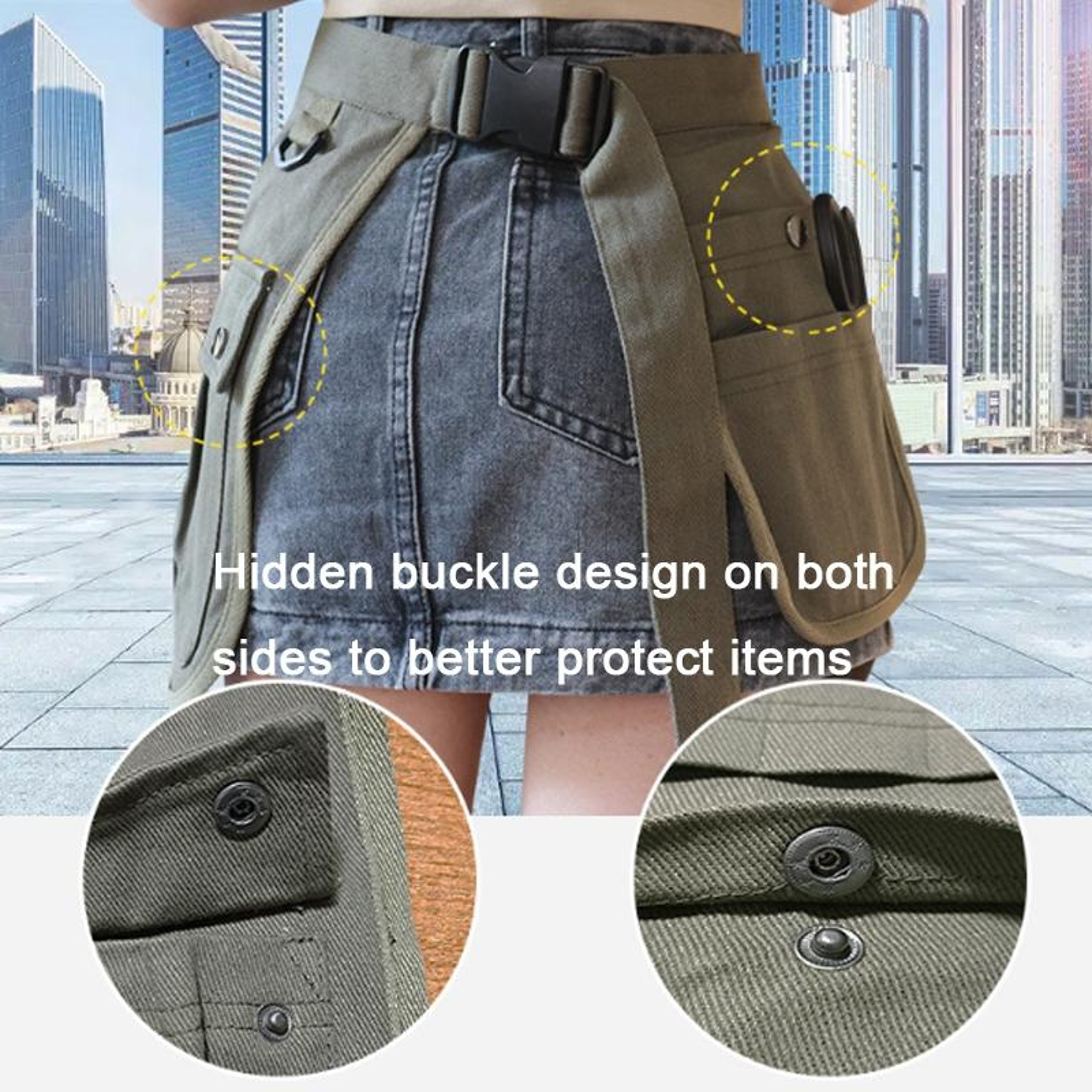 Canvas Gardening Apron Multi Pocket Tool Apron Adjustable Waist Utility Apron 3