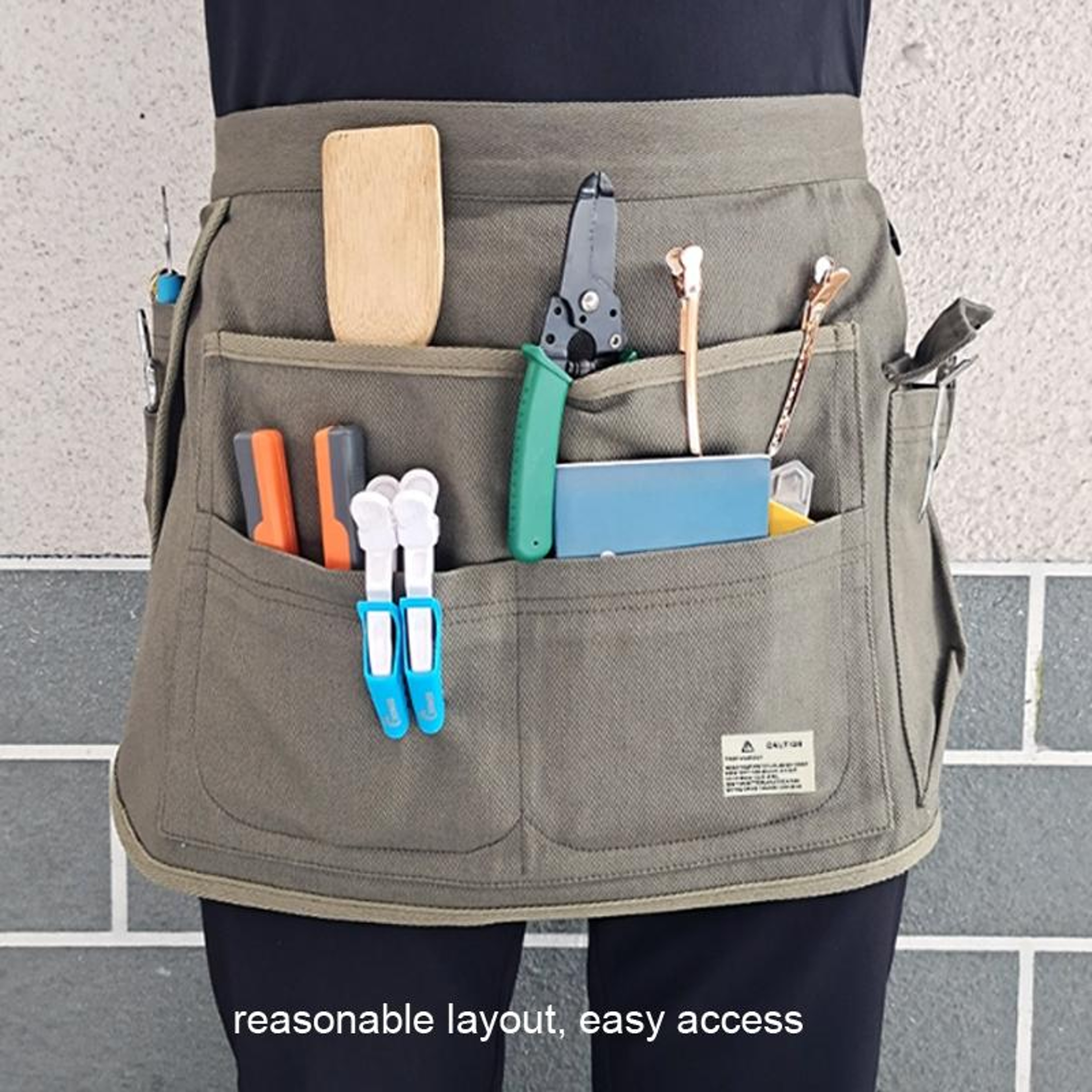 Canvas Gardening Apron Multi Pocket Tool Apron Adjustable Waist Utility Apron 4