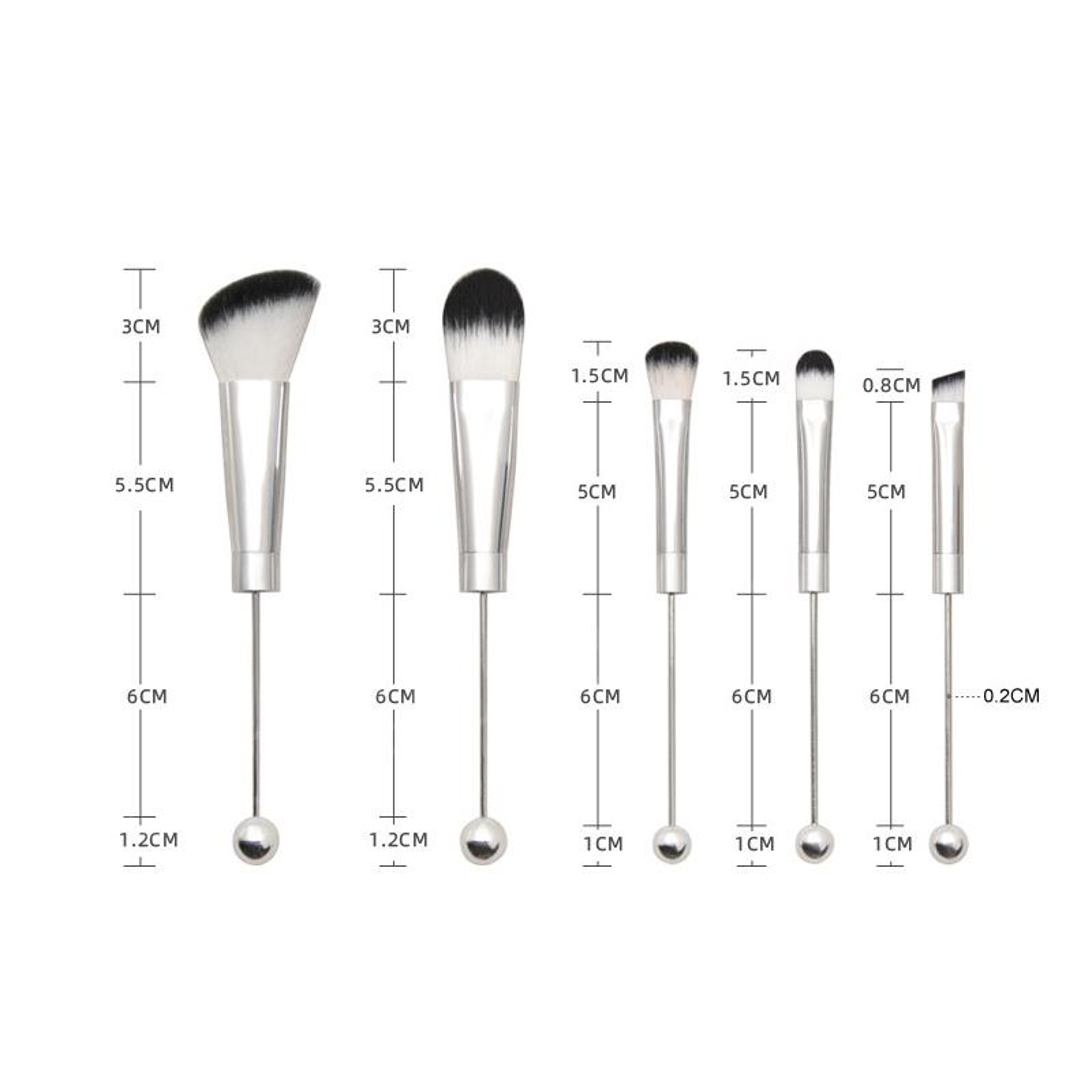 5in1 DIY Makeup Brush Set With Metal Handle Soft Bristles And Custom Bead Design 2