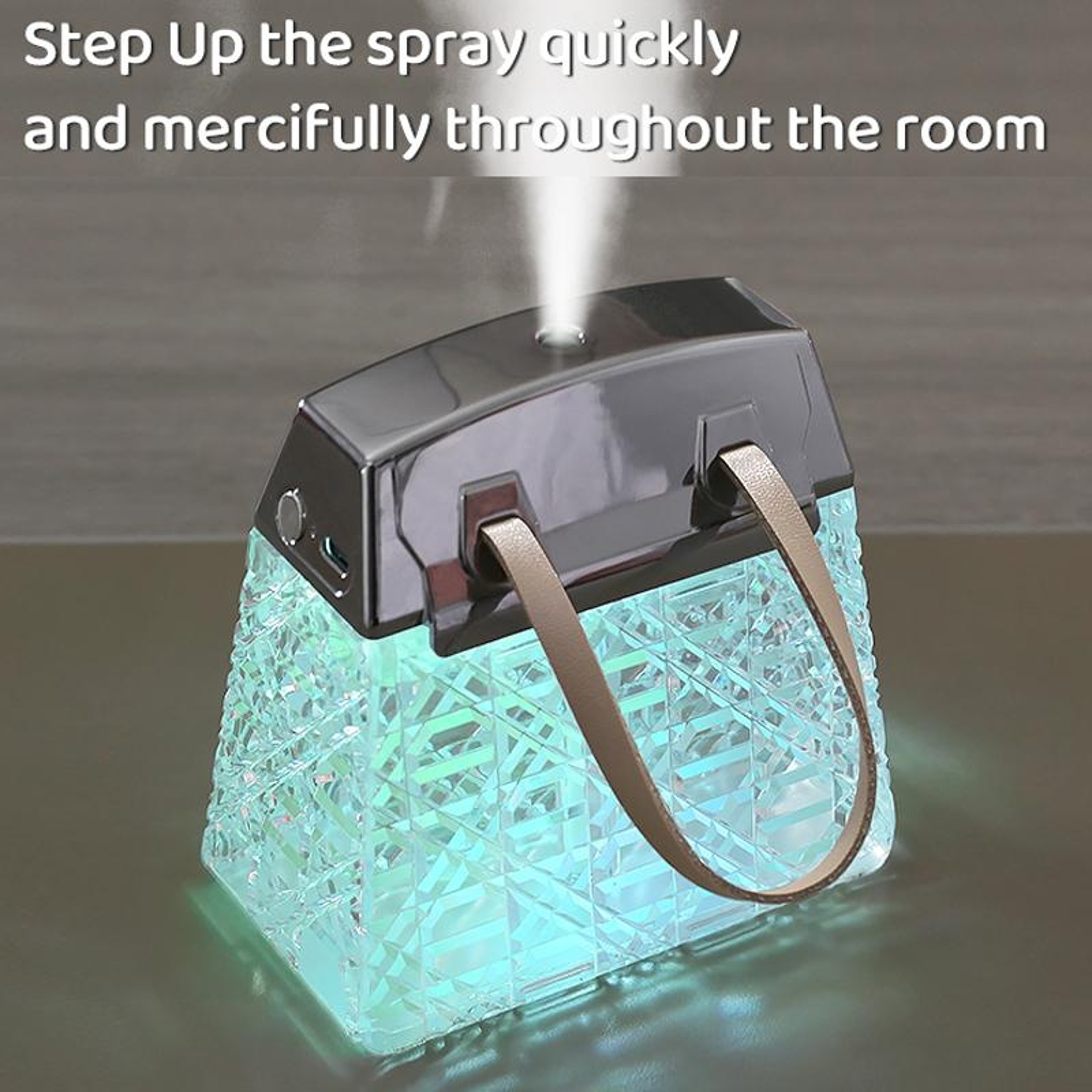 Crystal Glow Desktop Humidifier USB Aroma Diffuser With 7 Color LED Night Light 300ml 2