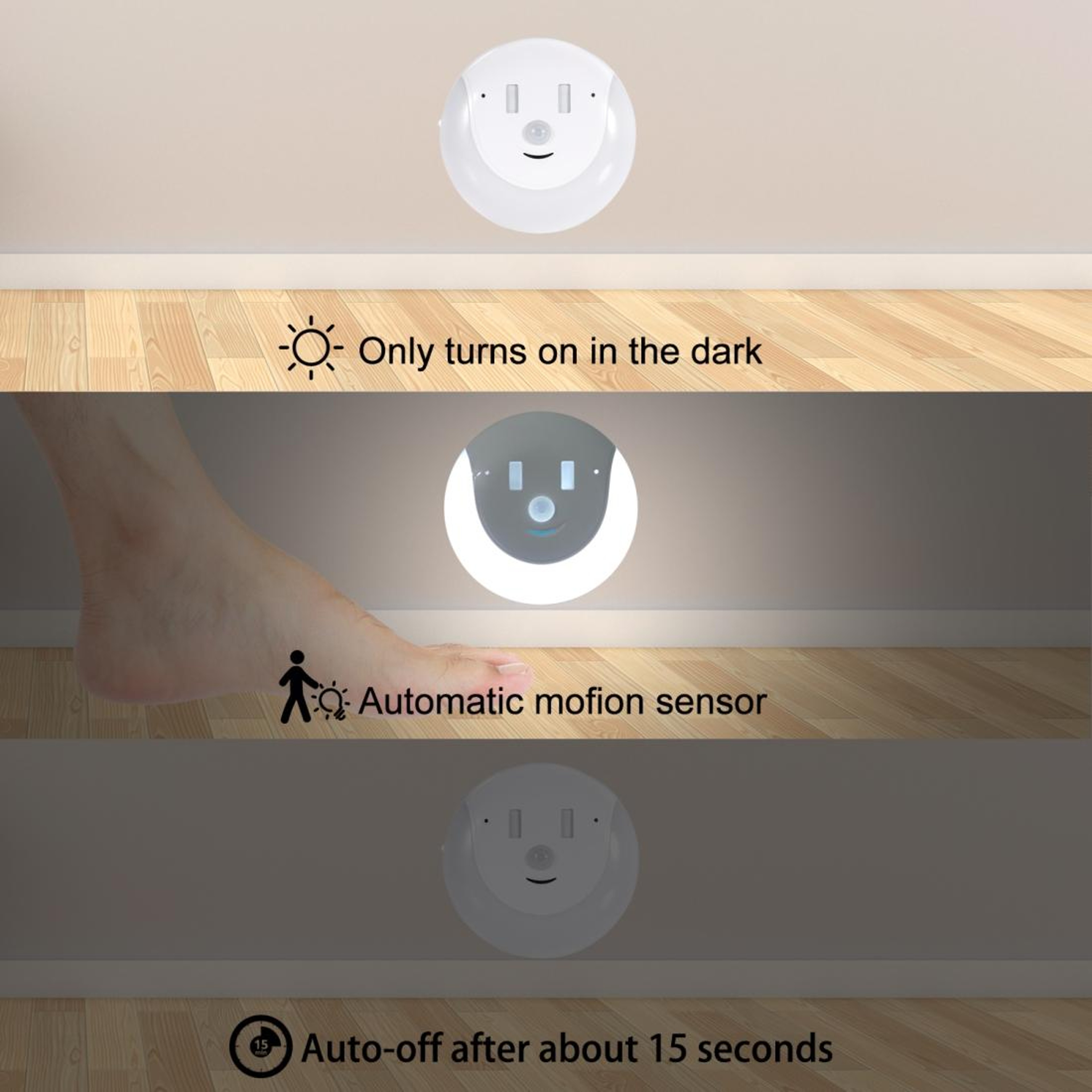 Smile Motion Sensor Night Light USB Rechargeable Magnetic LED Wall Light For Bedroom Hallway Closet 6
