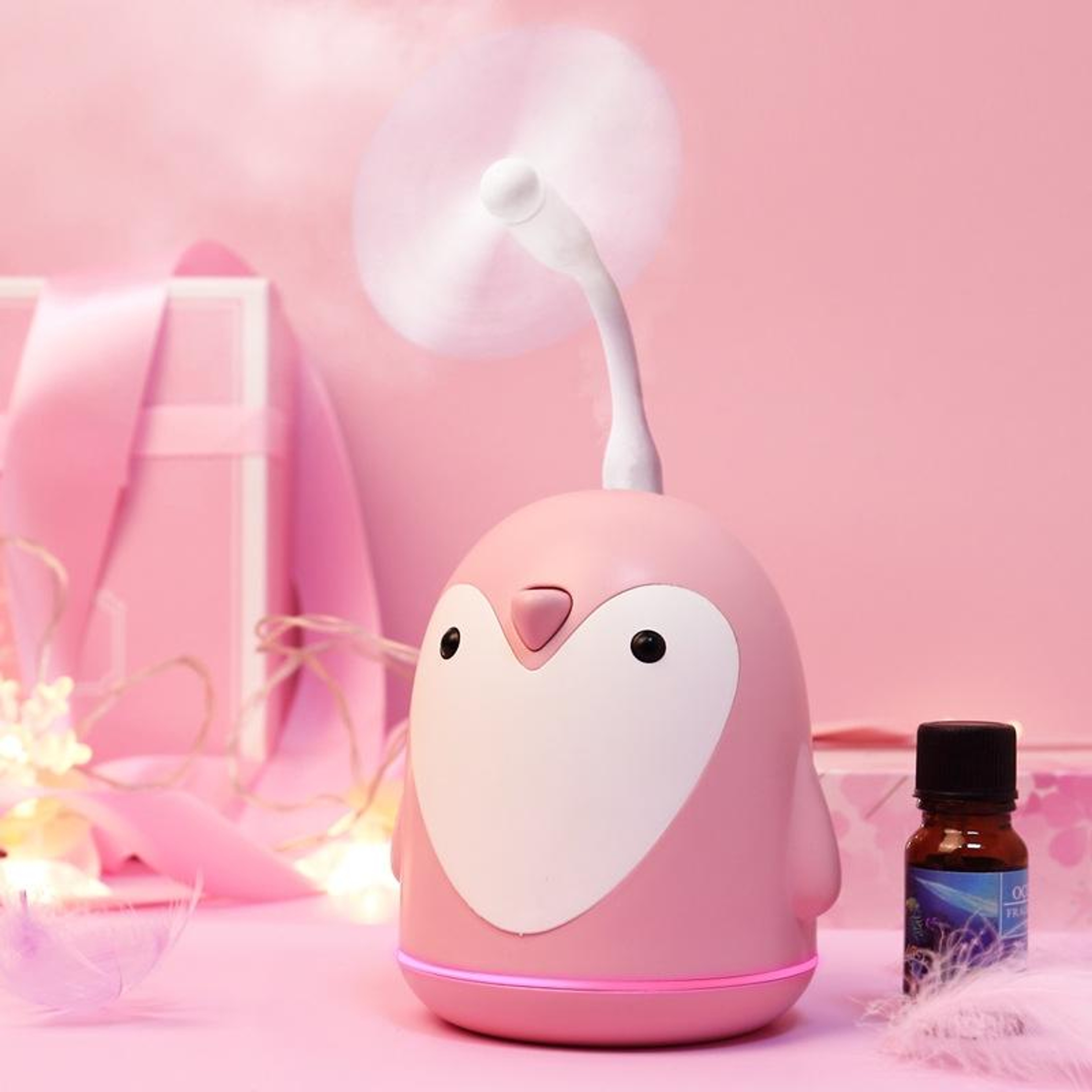 Cute Penguin USB Humidifier 220ml Aroma Diffuser Mini Air Mist Maker With 7 Color Night Light 0