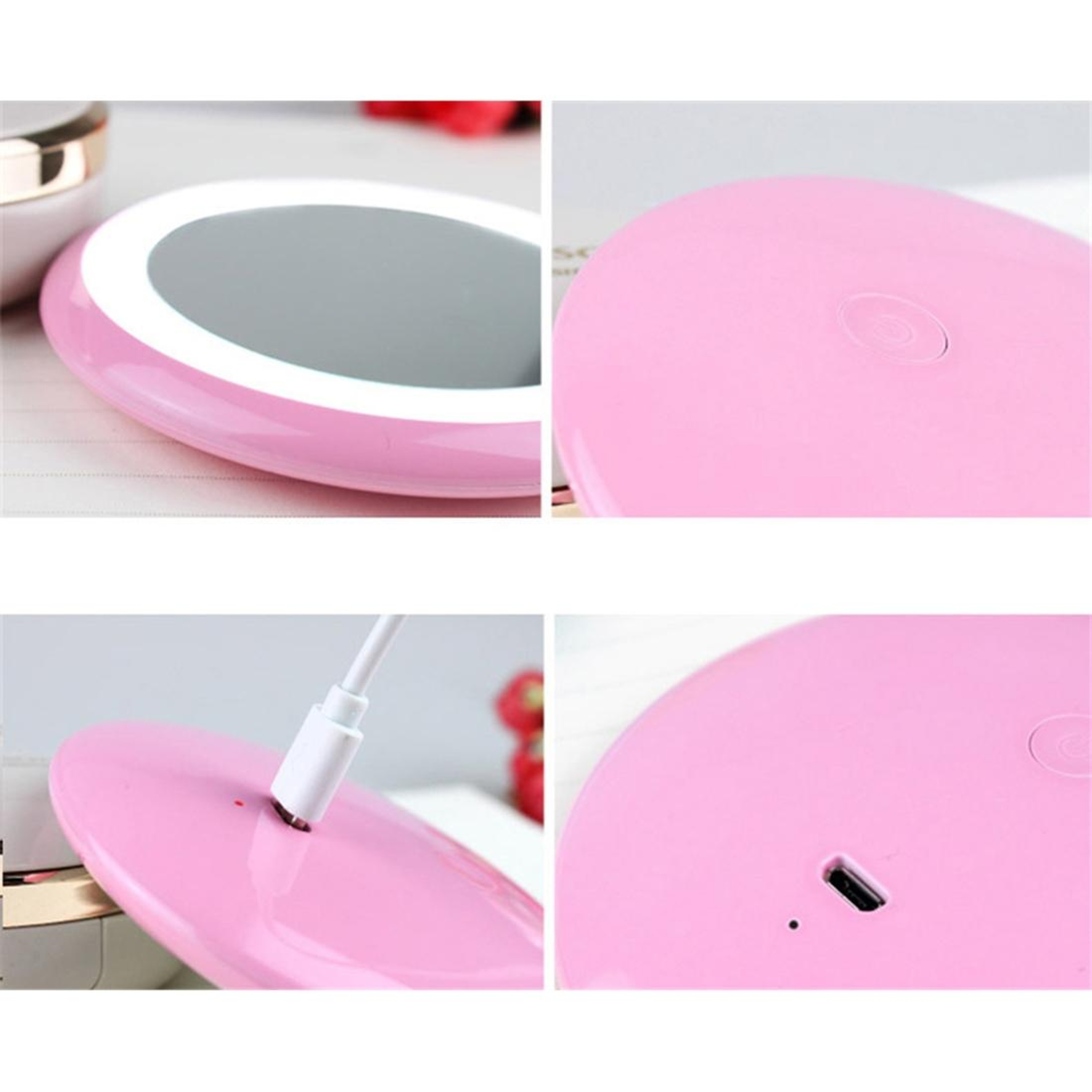 Portable LED Makeup Mirror Rechargeable Donut Vanity Mirror With LED Desk Lamp And Night Light 9
