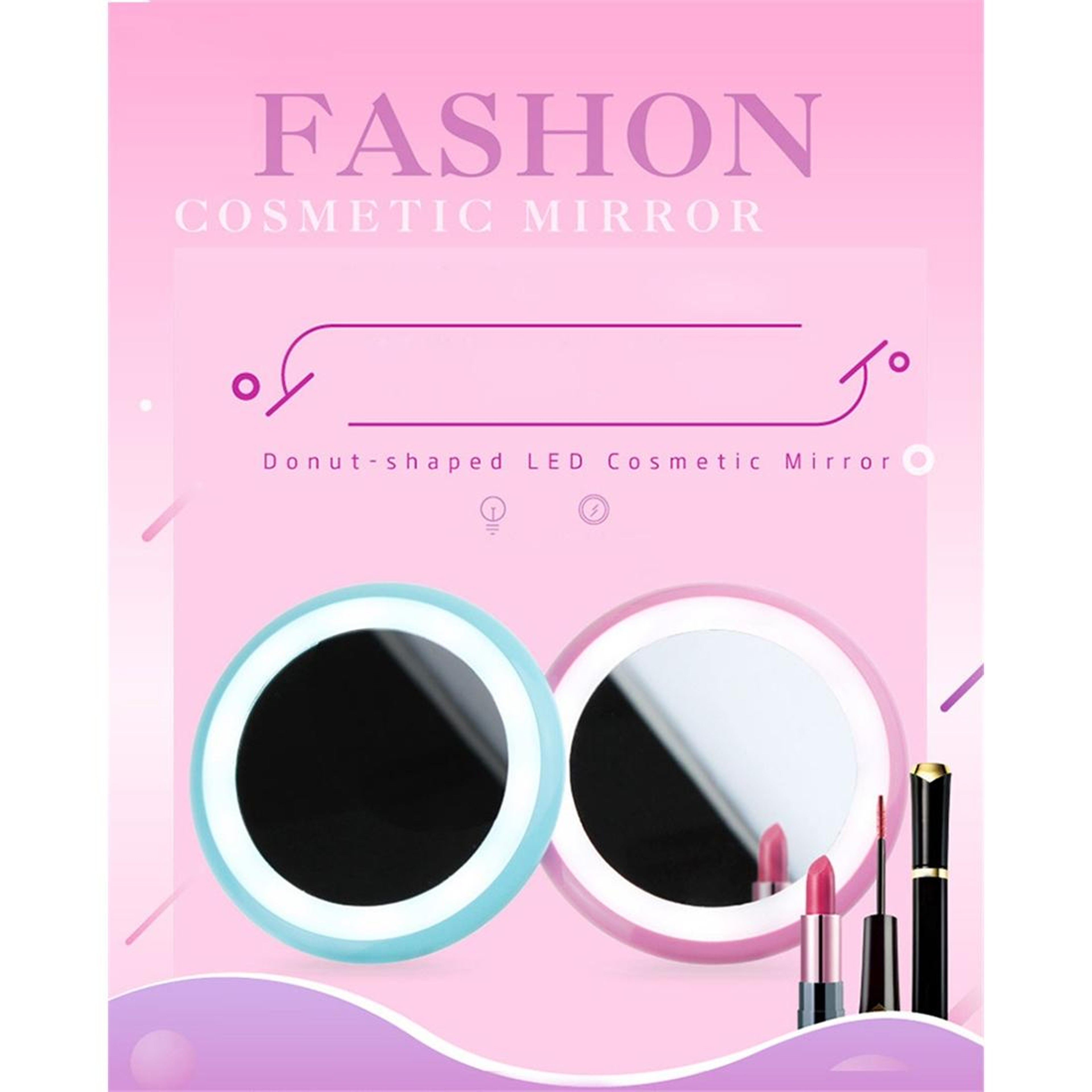Portable LED Makeup Mirror Rechargeable Donut Vanity Mirror With LED Desk Lamp And Night Light 5