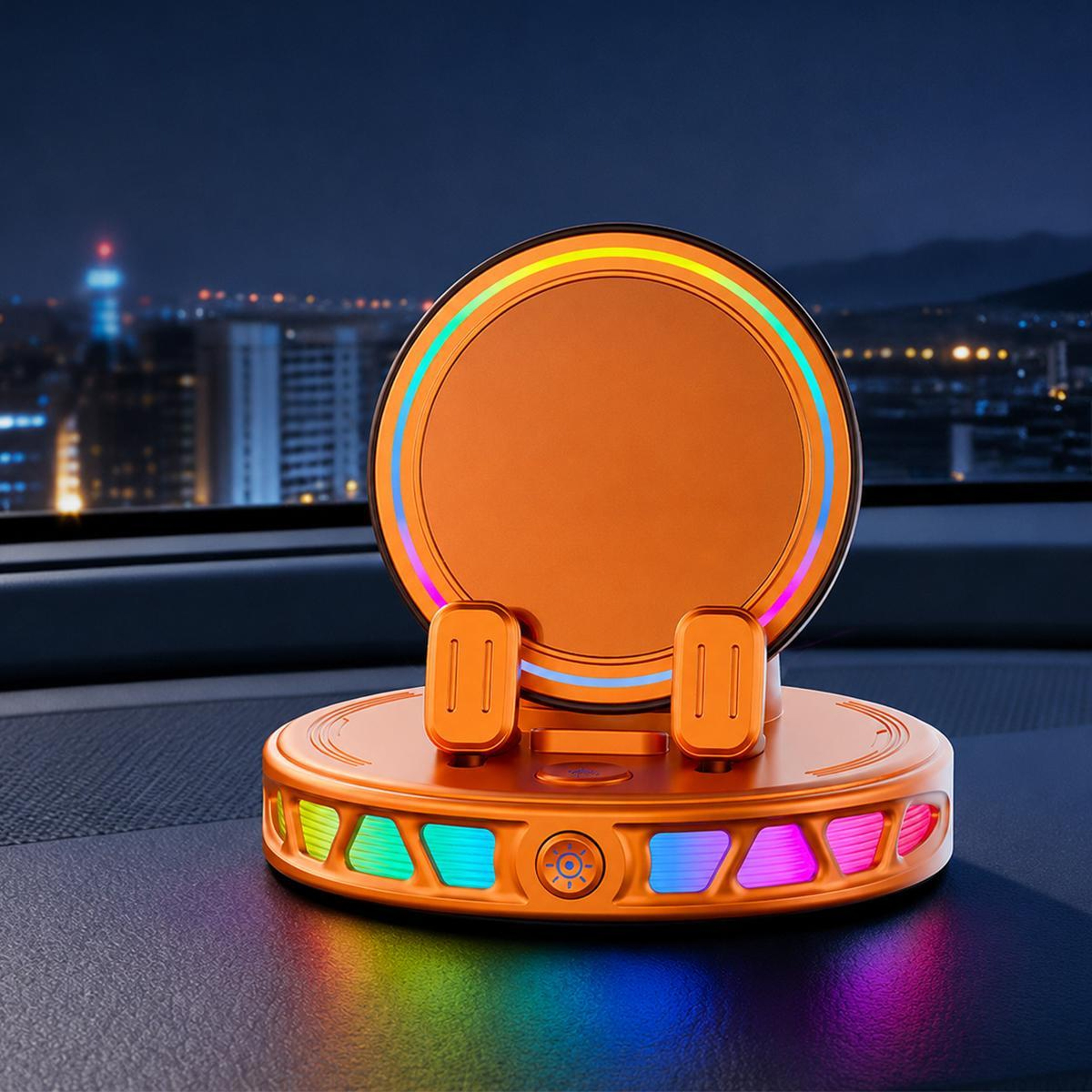 Auto Lock Wireless Car Charger Dashboard Phone Holder With 360 Rotation And RGB Light 12