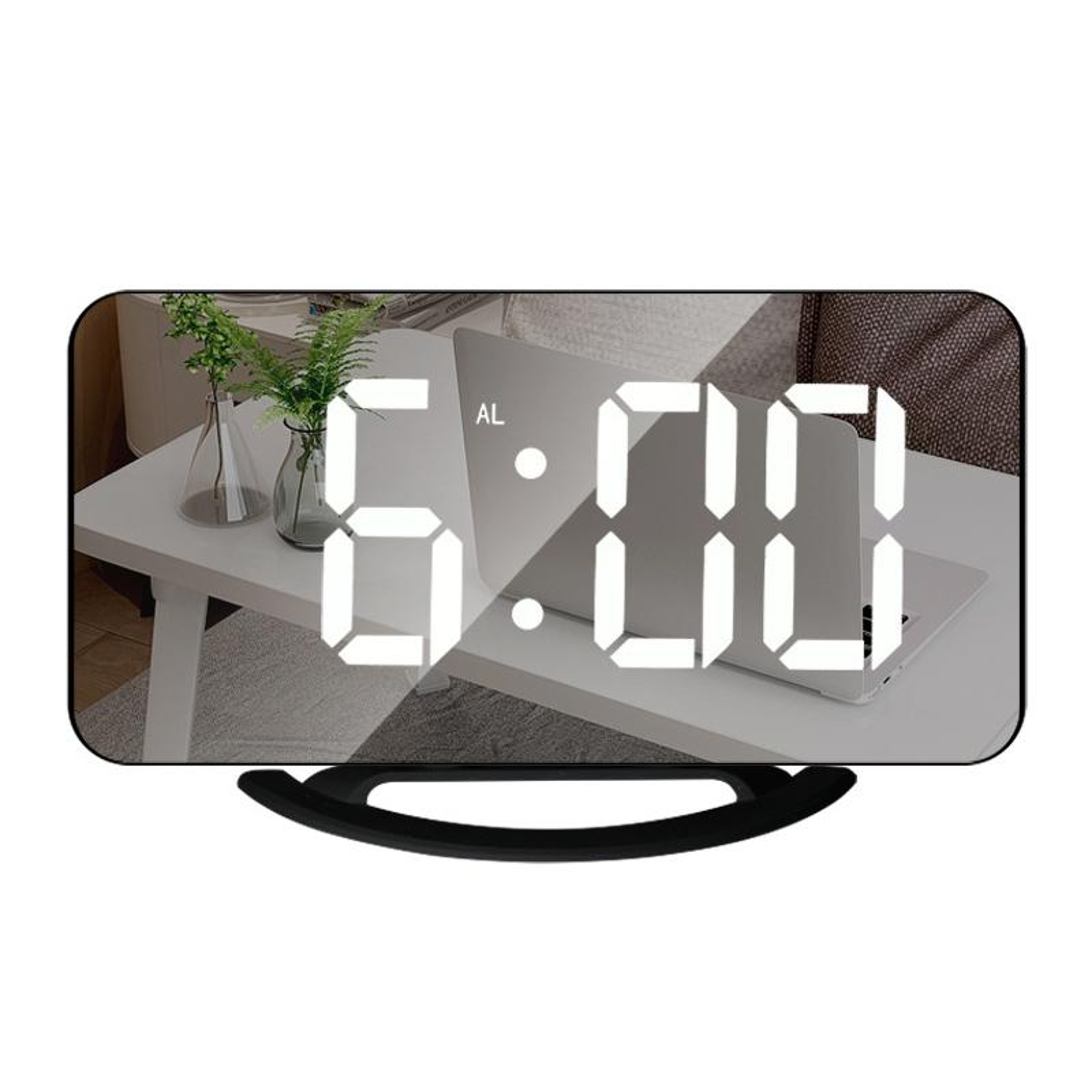 LED Makeup Mirror Digital Alarm Clock With Touch Control Auto Brightness And Type C Charging 0