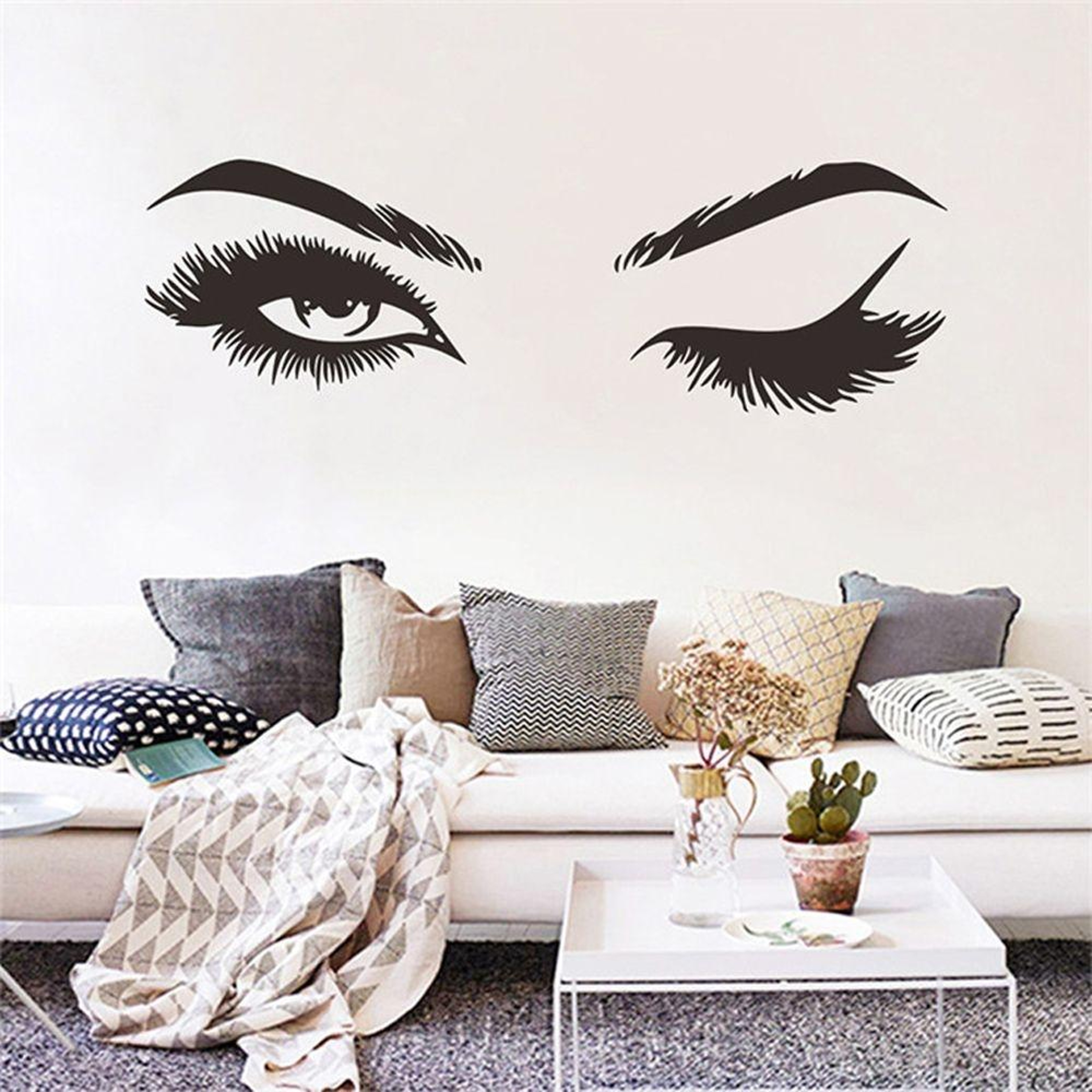 Beauty Salon Wall Sticker Set Modern Eyebrow Wall Decal PVC Makeup Studio Decor 2 Pack 3